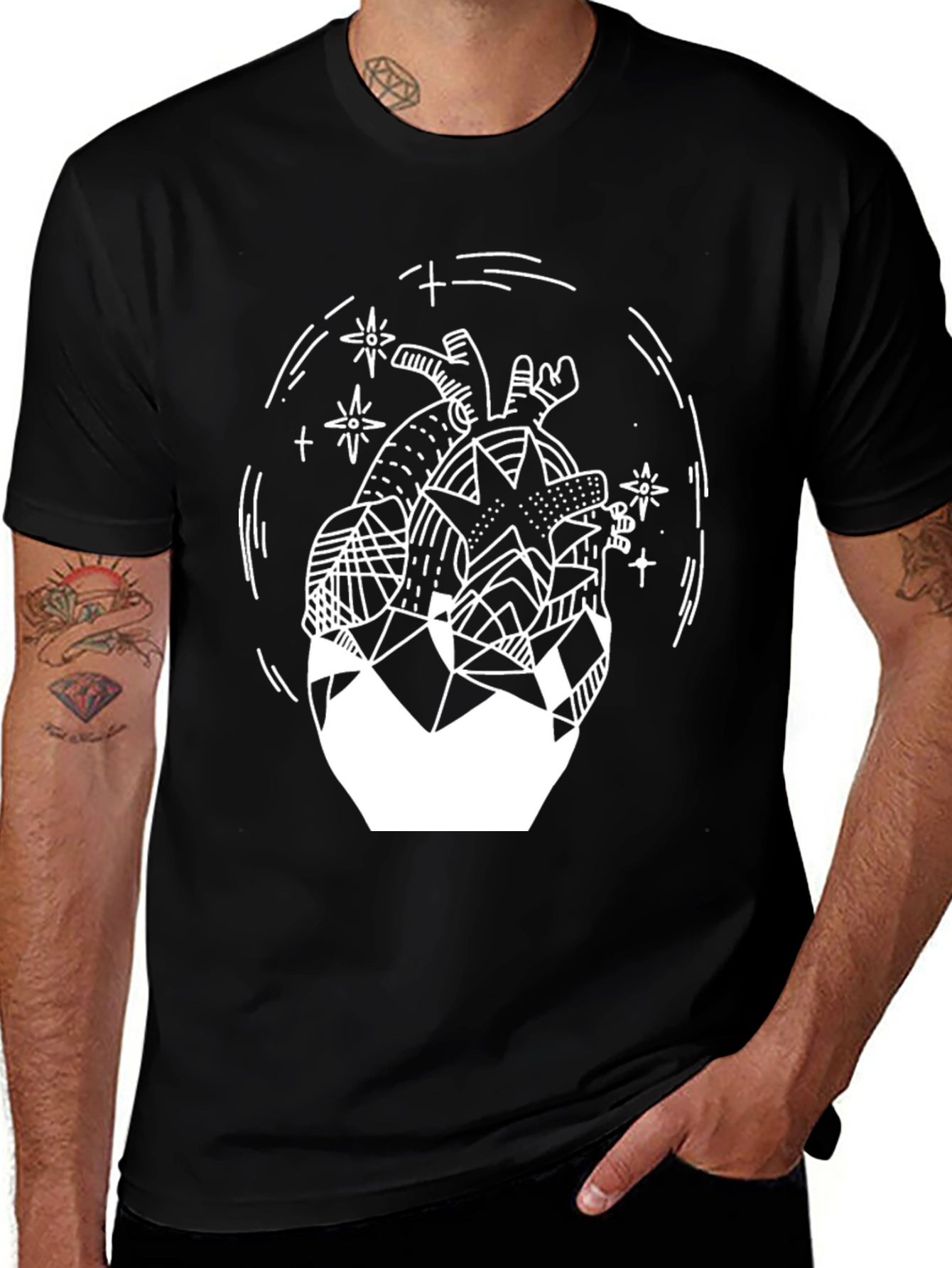 Variant 16 of Geometric Heart Graphic Tee - Modern Anatomical Design