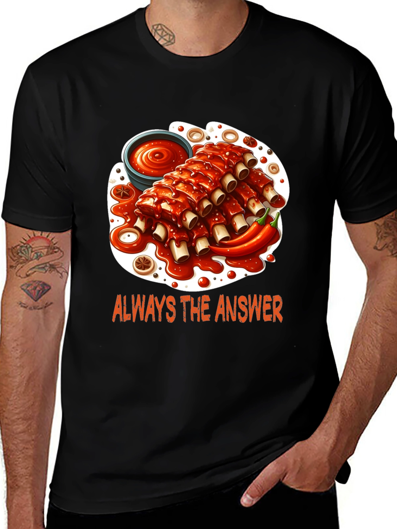 Black Ribs Graphic T-Shirt - Always the Answer main image