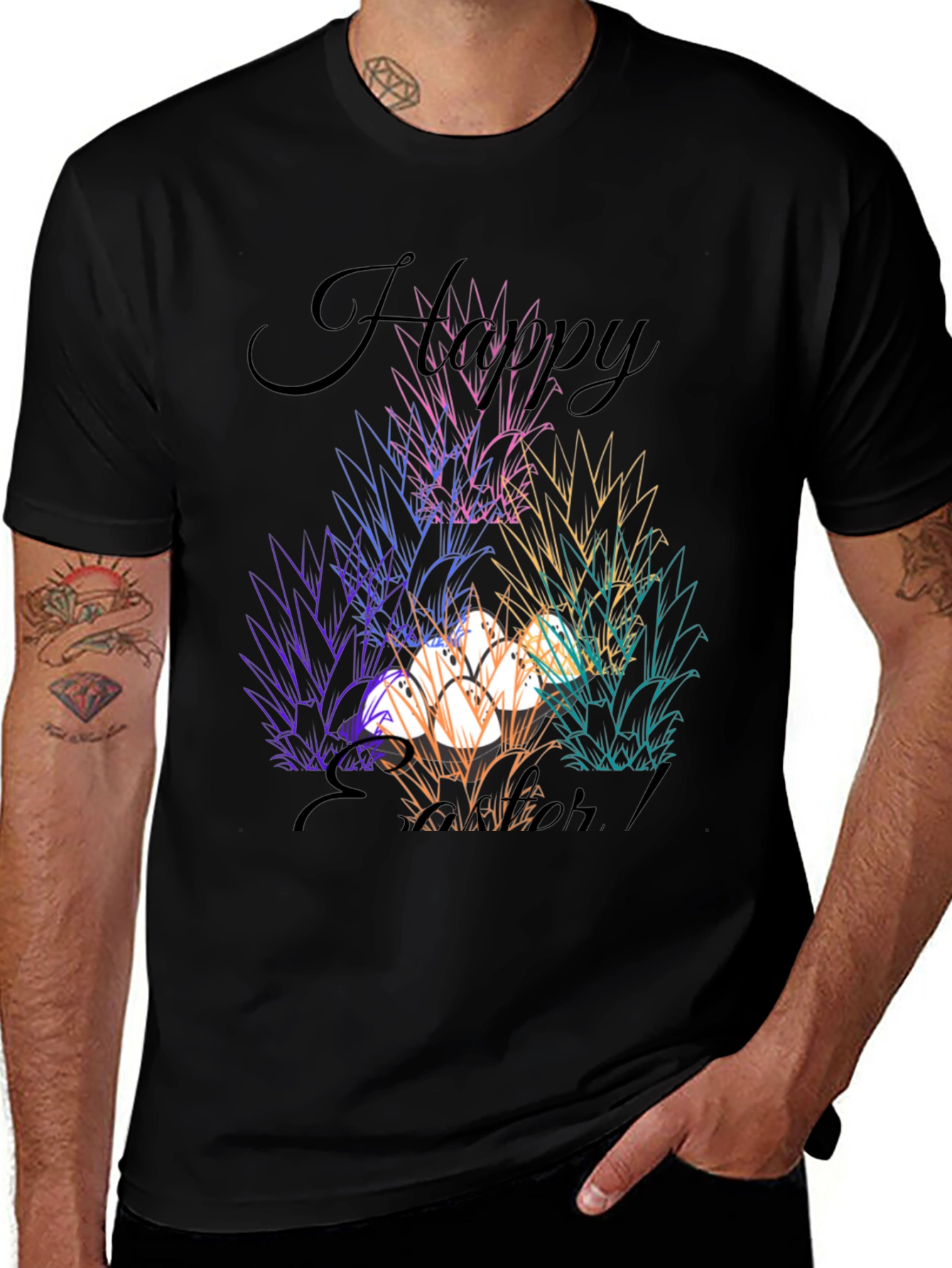 Camiseta Negra "Felices Pascuas" Estampada