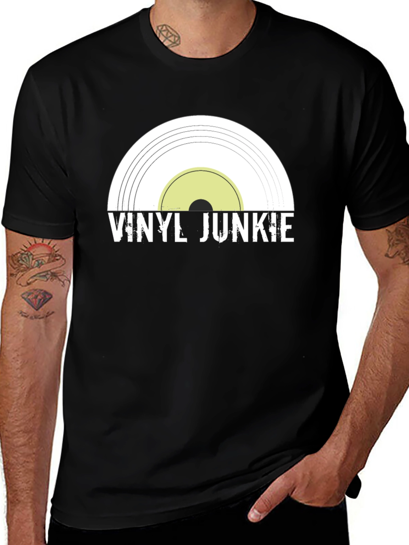 Variant 28 of Vinyl Junkie Black Graphic Tee