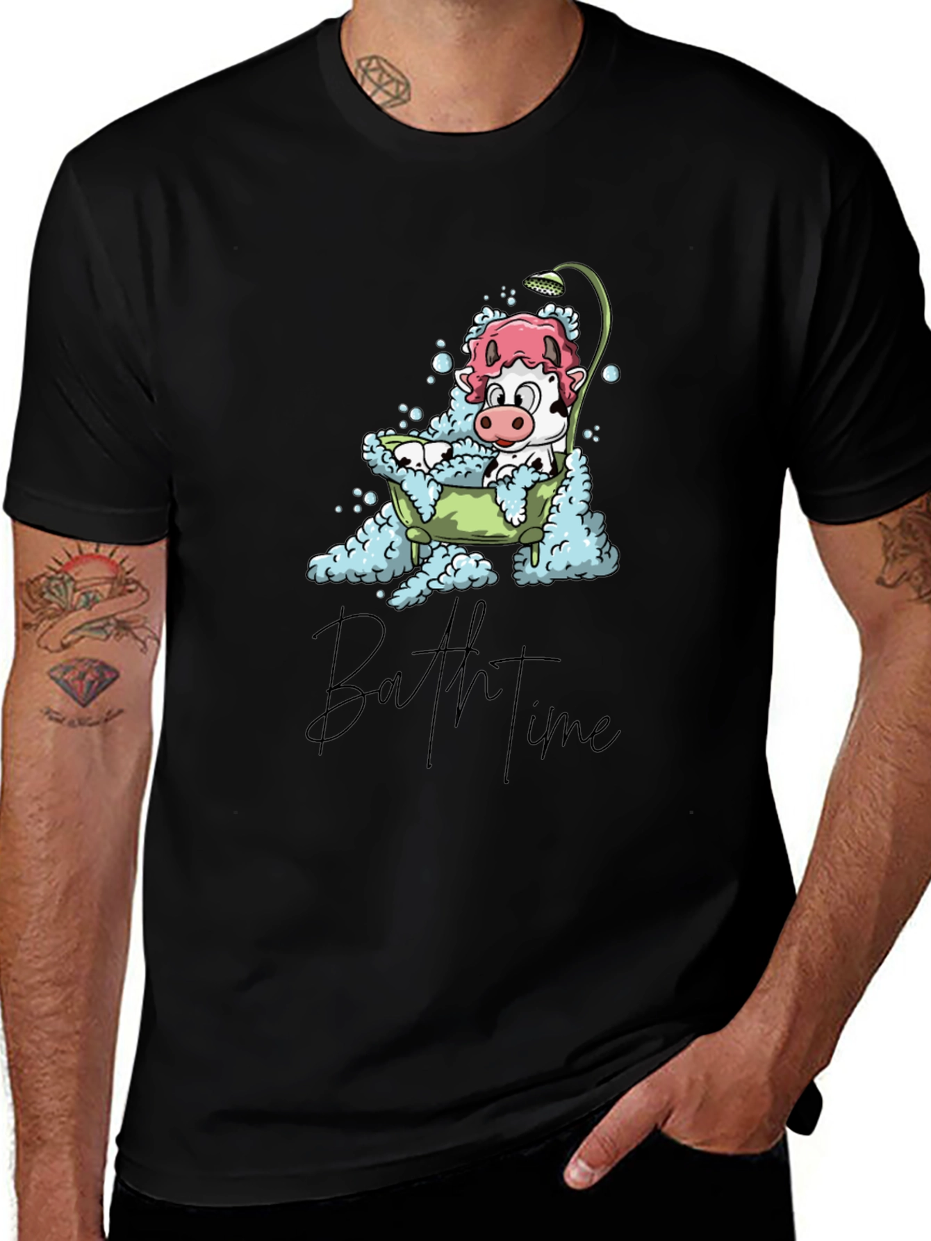 Variant 16 of Bath Time Cow T-Shirt - Cute Cartoon Tee