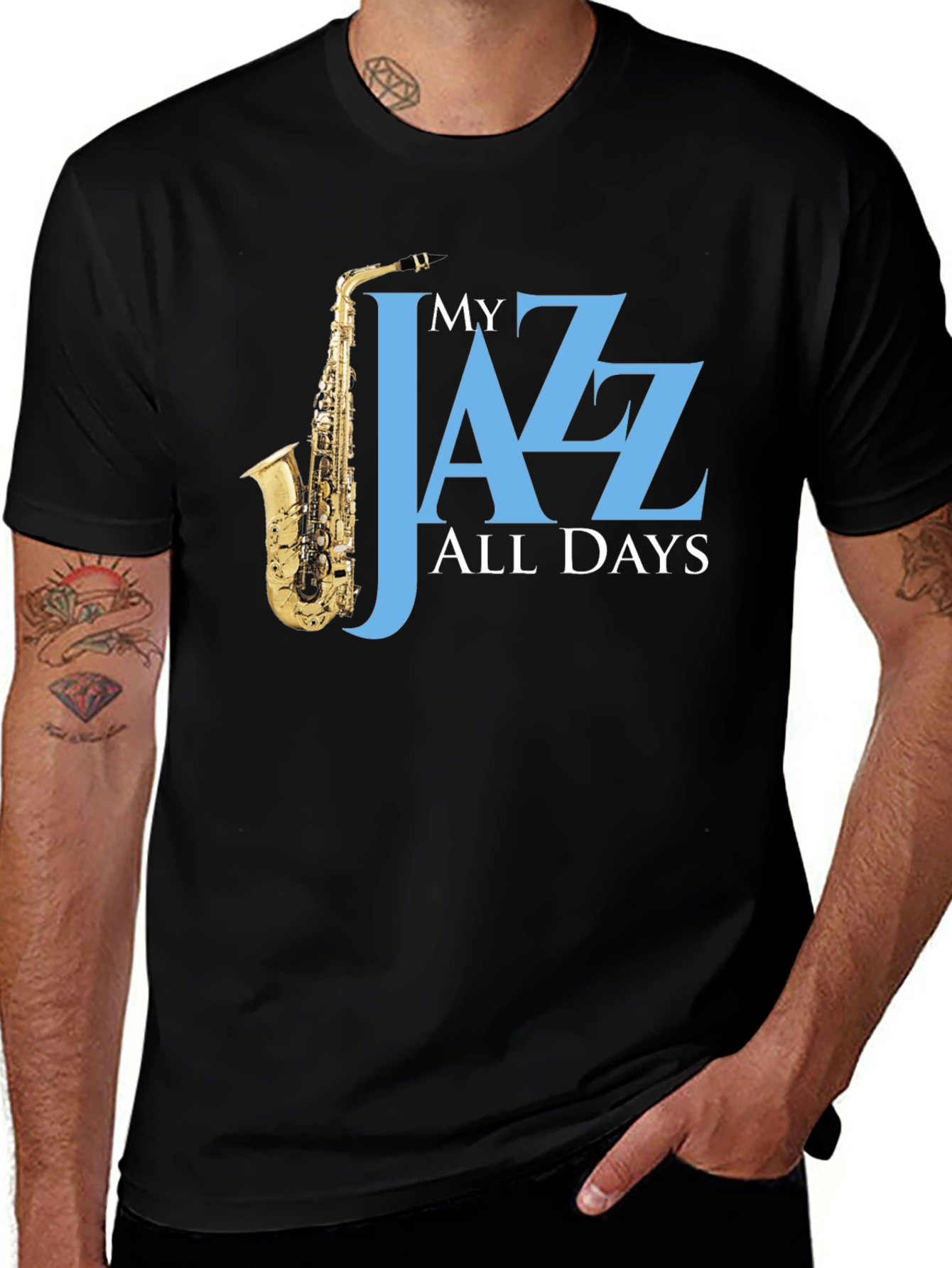 Black My Jazz All Days T-Shirt - Saxophone Player Tee main image