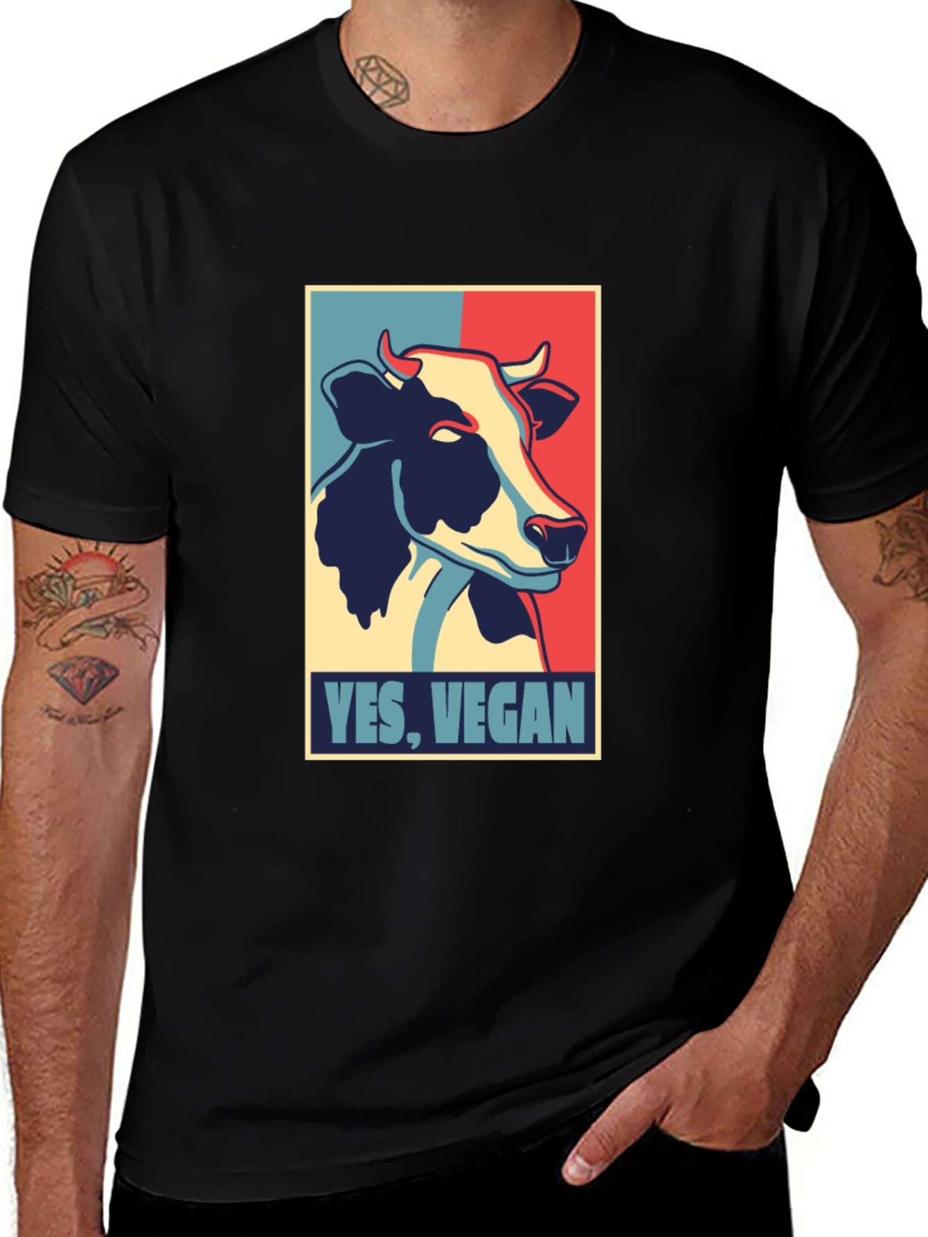 Variant 10 of Yes Vegan Graphic Tee - Black Cotton T-Shirt