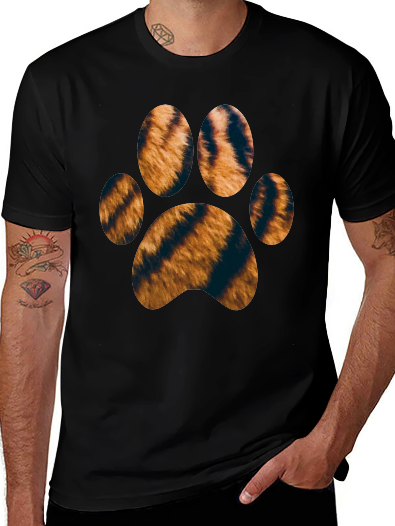 Variant 22 of Tiger Paw Print Black T-Shirt