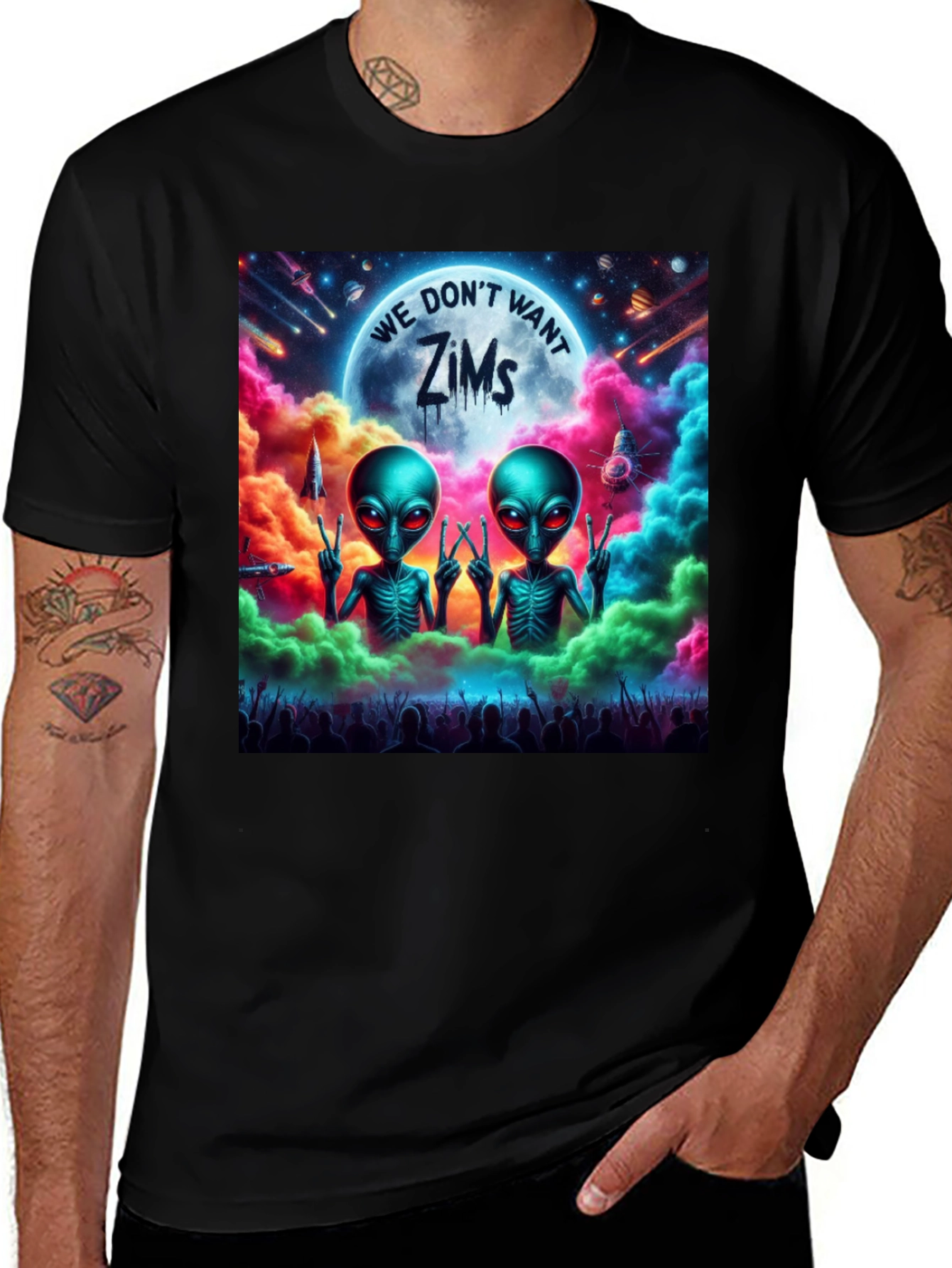 Variant 4 of We Don't Want Zims Alien Graphic T-Shirt