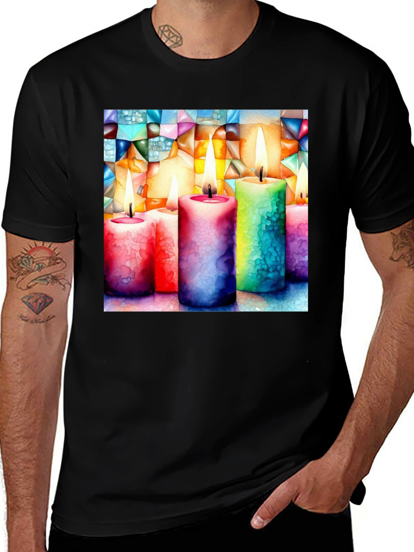 Variant 25 of Colorful Candle Art T-Shirt