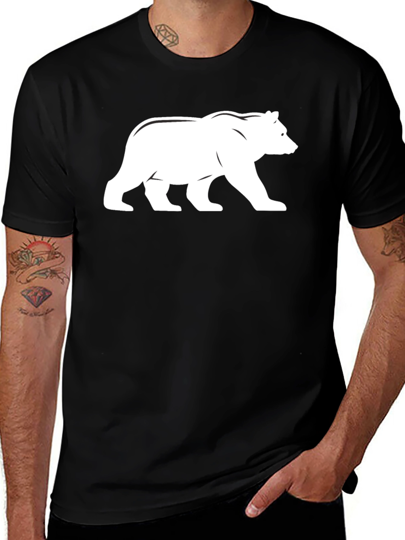 Variant 6 of Bear Silhouette Graphic Tee - Black Casual Shirt
