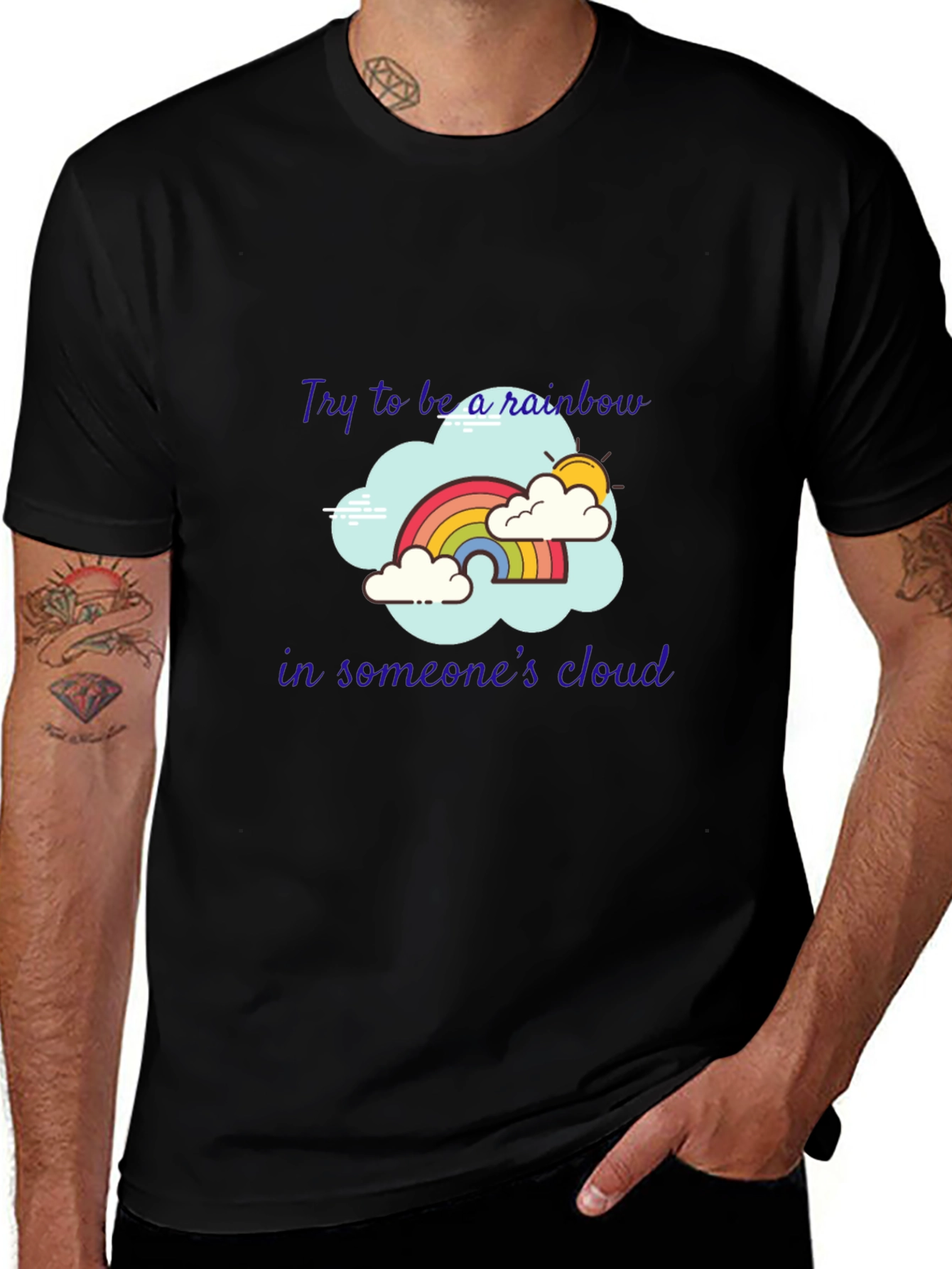 Variant 26 of Rainbow Cloud Graphic Tee - Positive Vibes T-Shirt