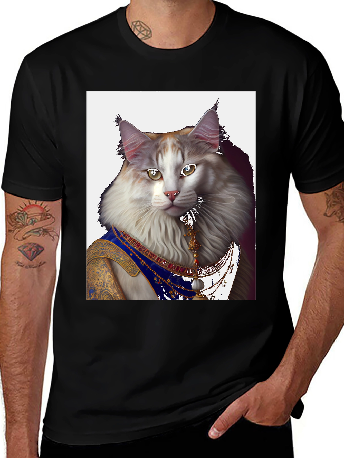 Variant 5 of Regal Cat T-Shirt - Unique Feline Portrait