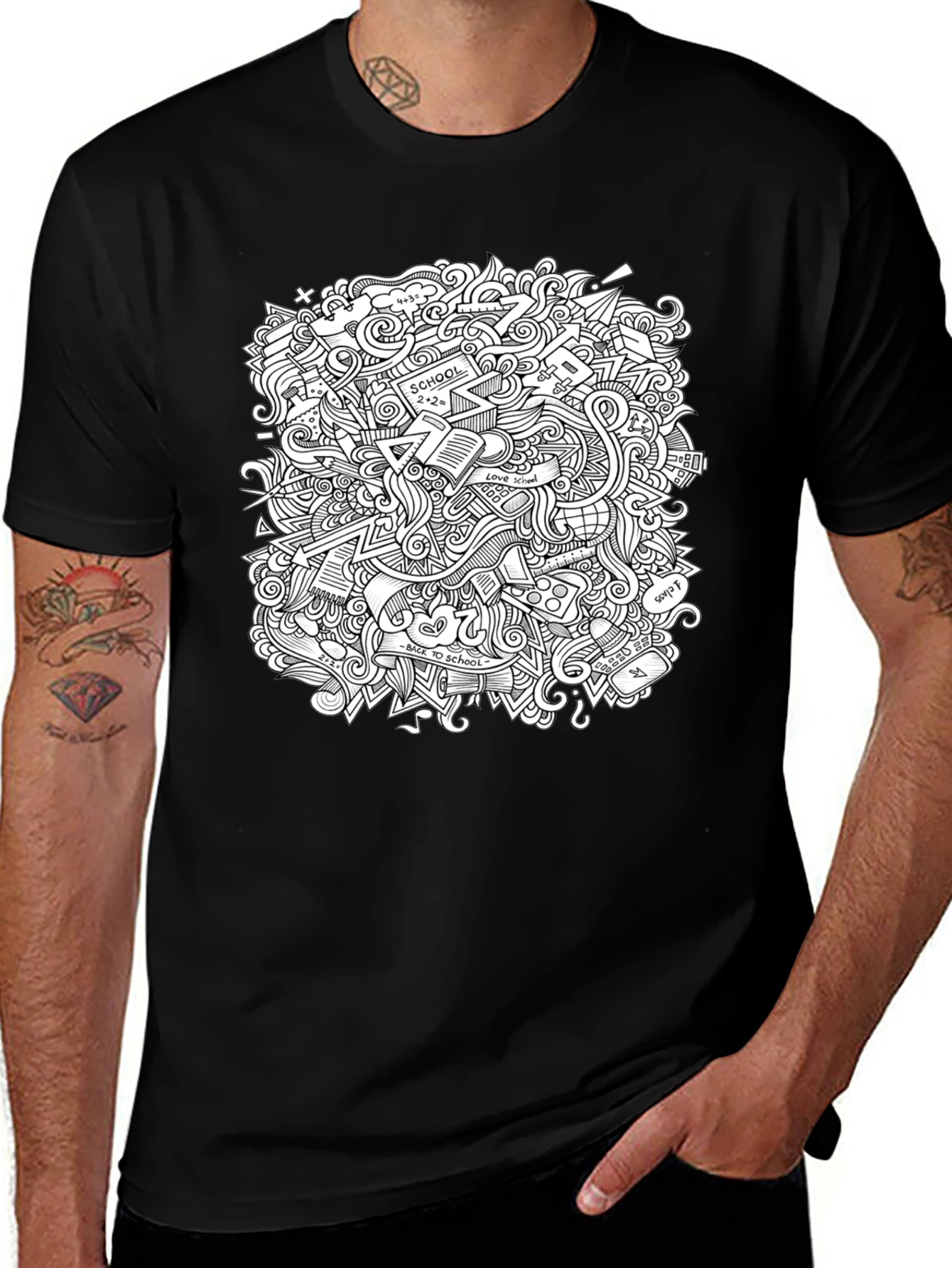 Variant 7 of Doodle Art Graphic Tee - Back to School Cool