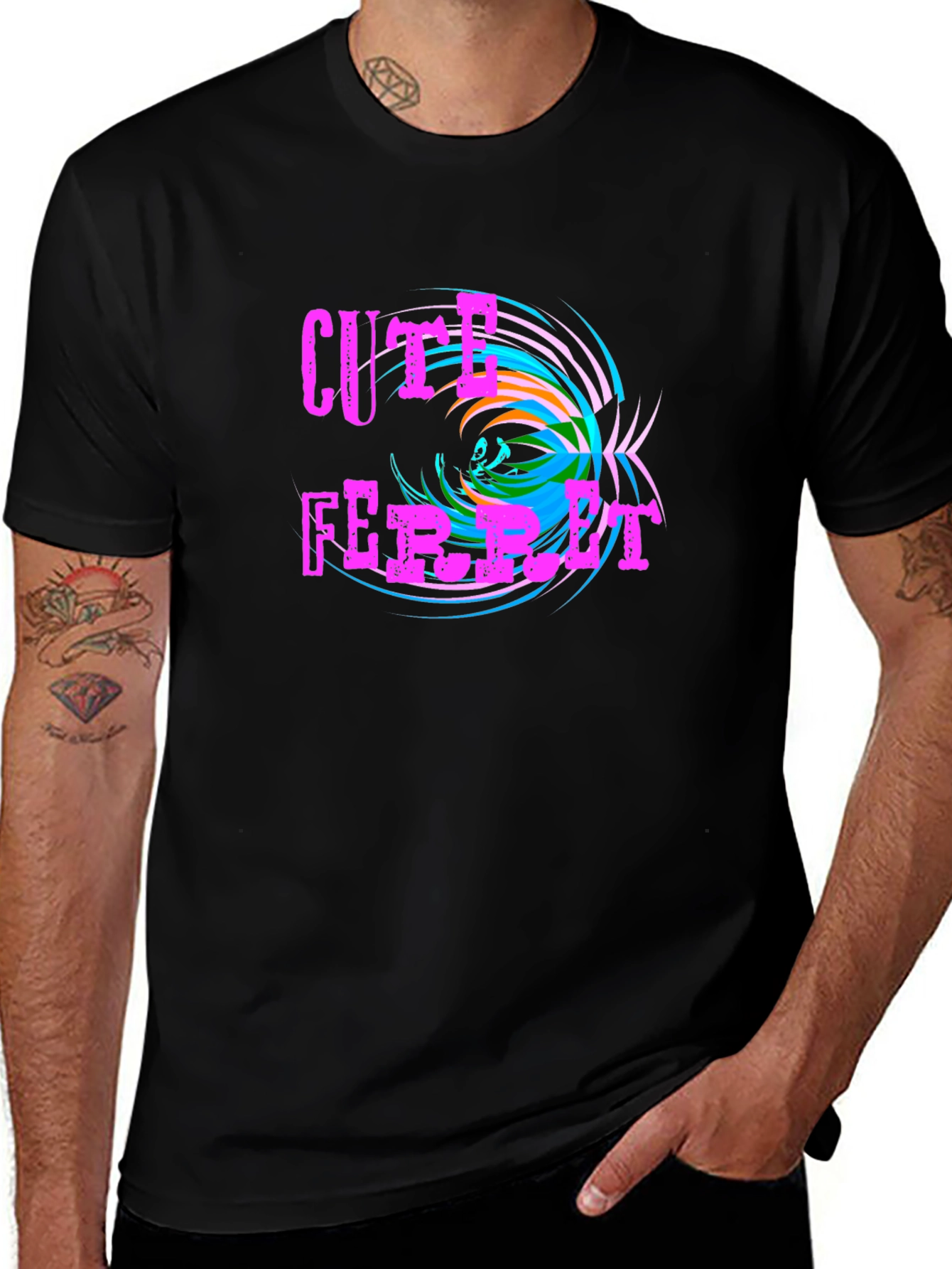 Variant 3 of Cute Ferret Graphic T-Shirt - Funky Design