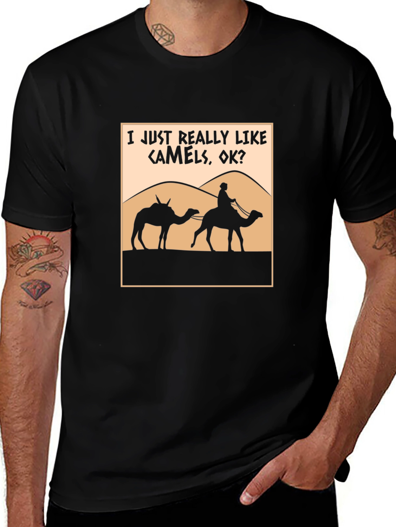 Variant 30 of I Like Camels, OK? Black Graphic T-Shirt