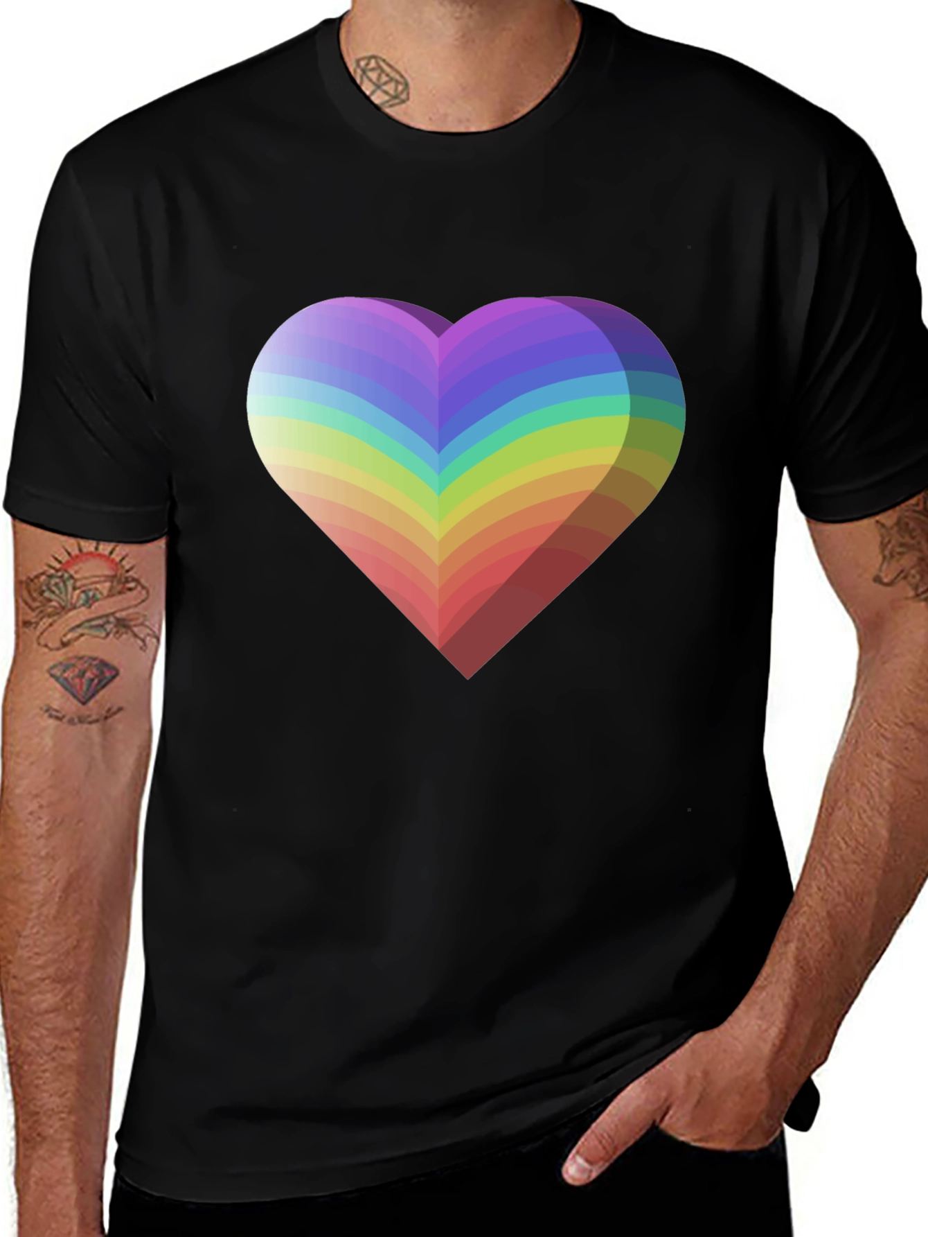 Variant 18 of Rainbow Heart Graphic Tee - Black Unisex T-Shirt