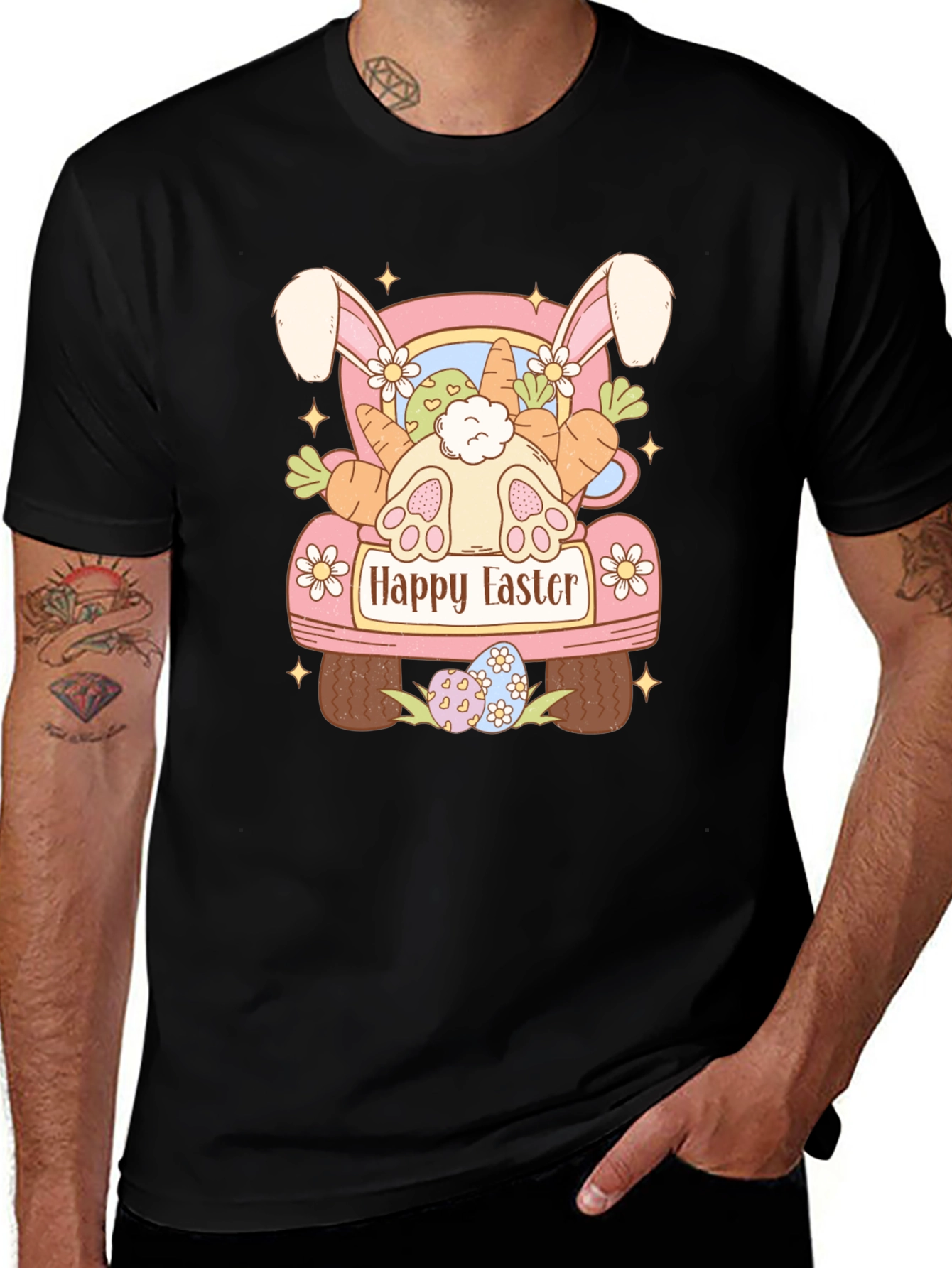 Happy Easter Bunny Car Graphic T-Shirt