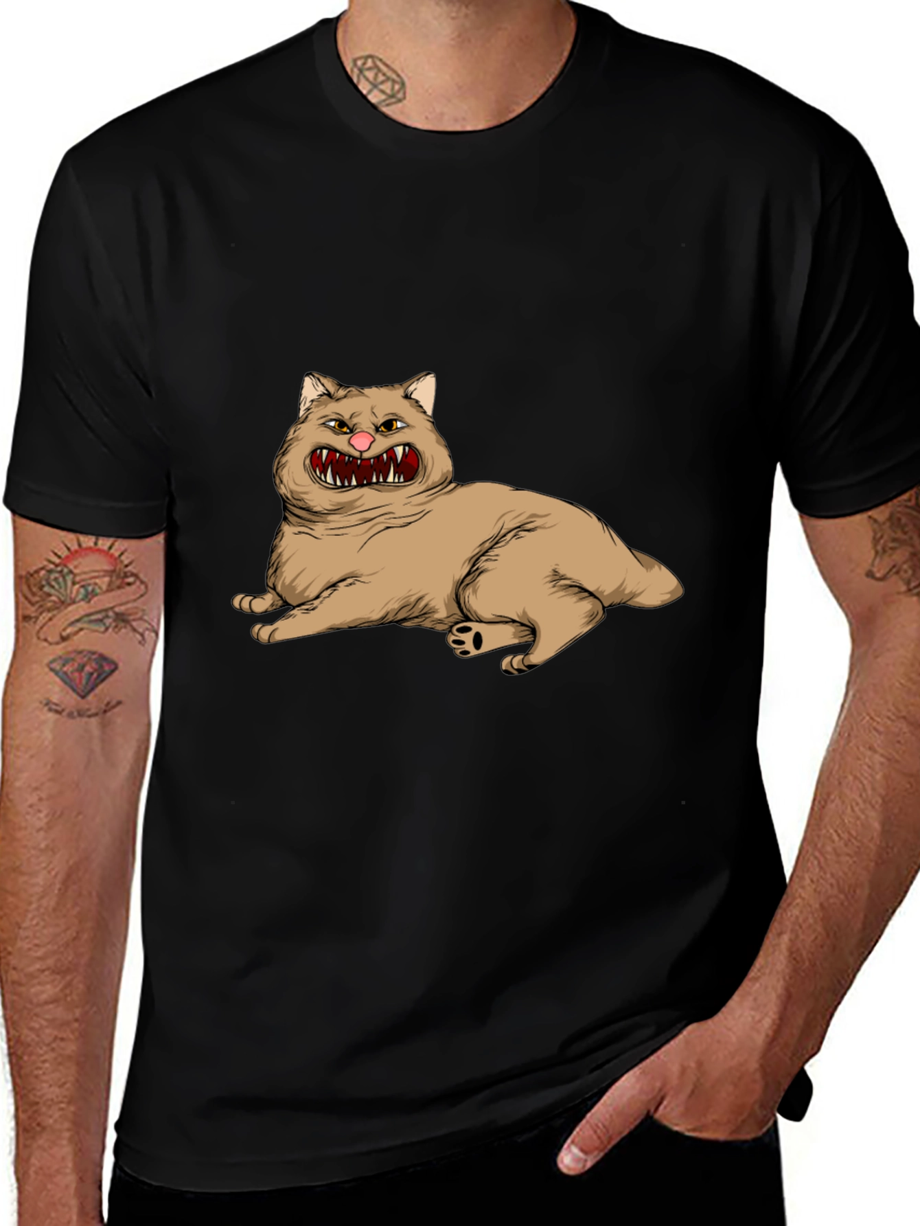 Grumpy Cat Graphic Tee - Black Cotton T-Shirt