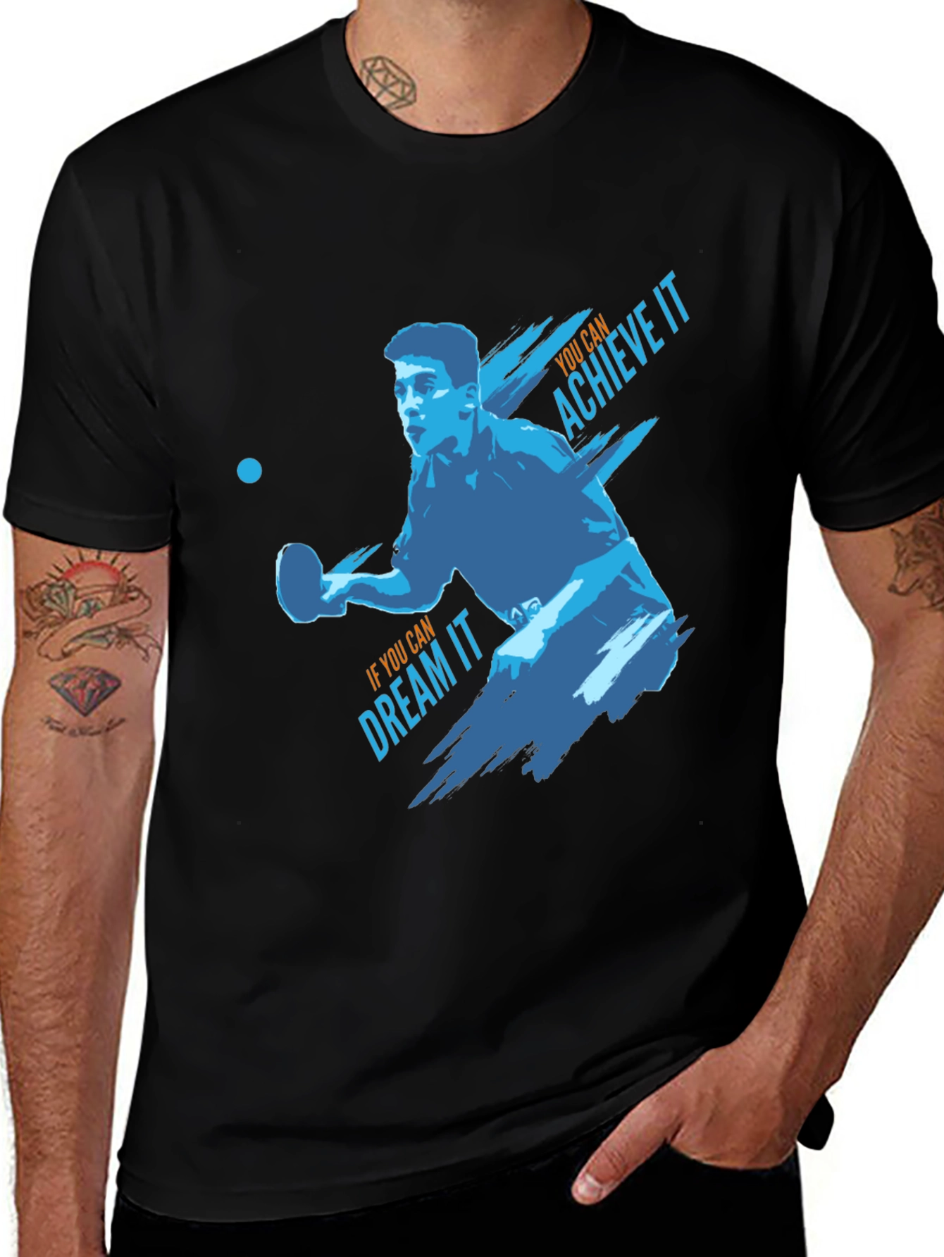 Variant 14 of Table Tennis Graphic Tee - Achieve Your Dreams