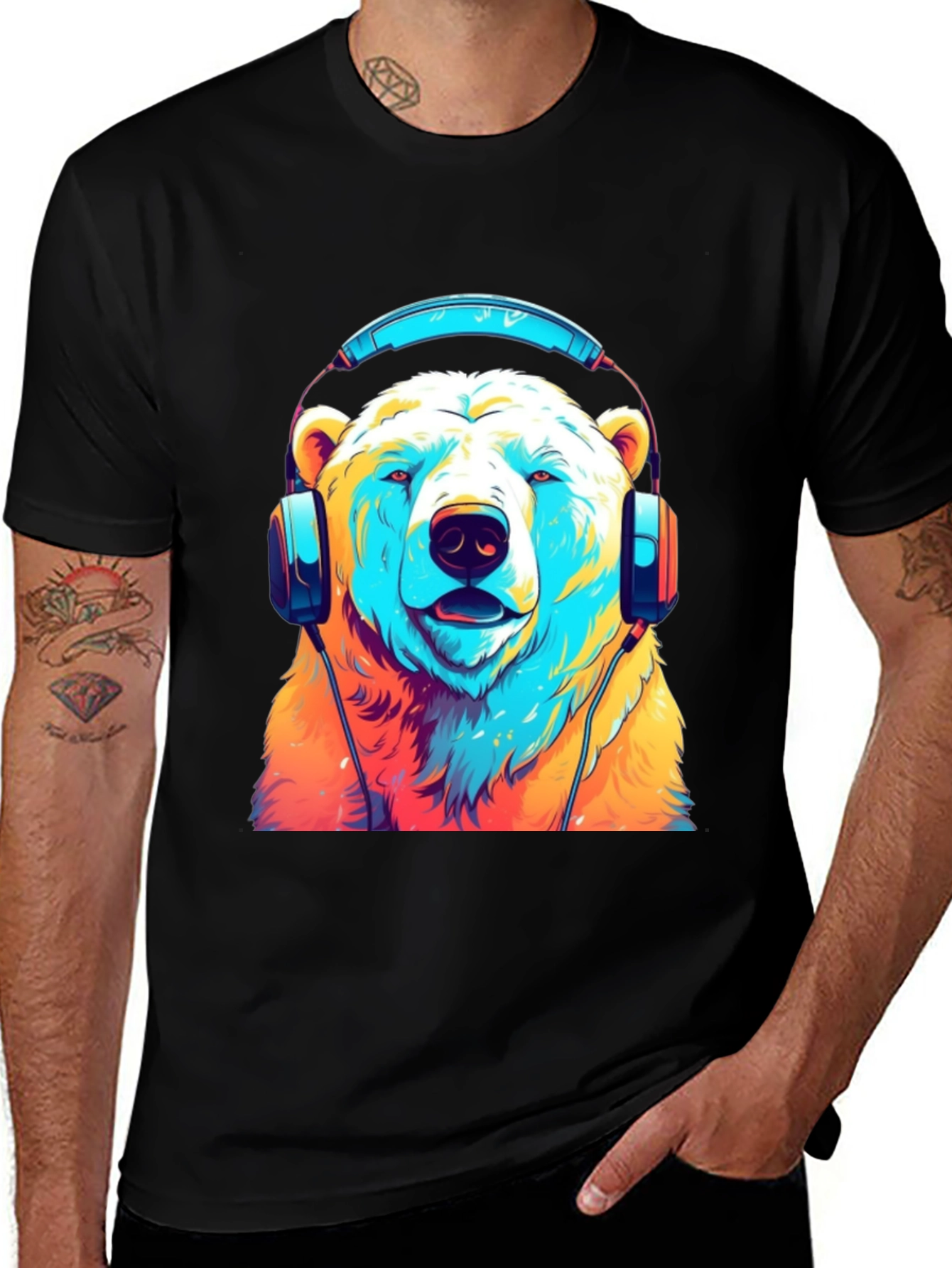 Variant 5 of Cool Bear with Headphones Graphic Tee