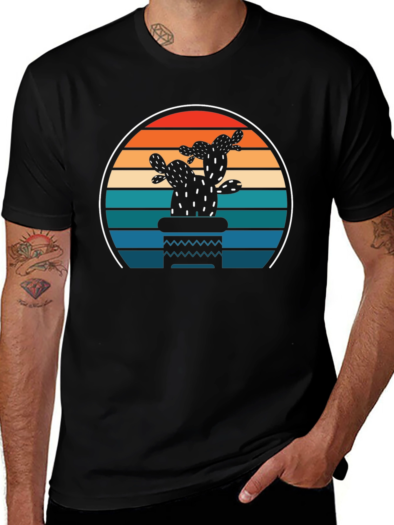 Variant 19 of Retro Cactus Sunset T-Shirt
