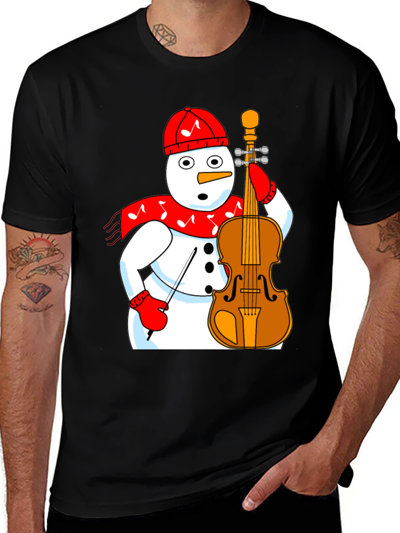 Variant 4 of Musical Snowman T-Shirt, Festive Holiday Tee