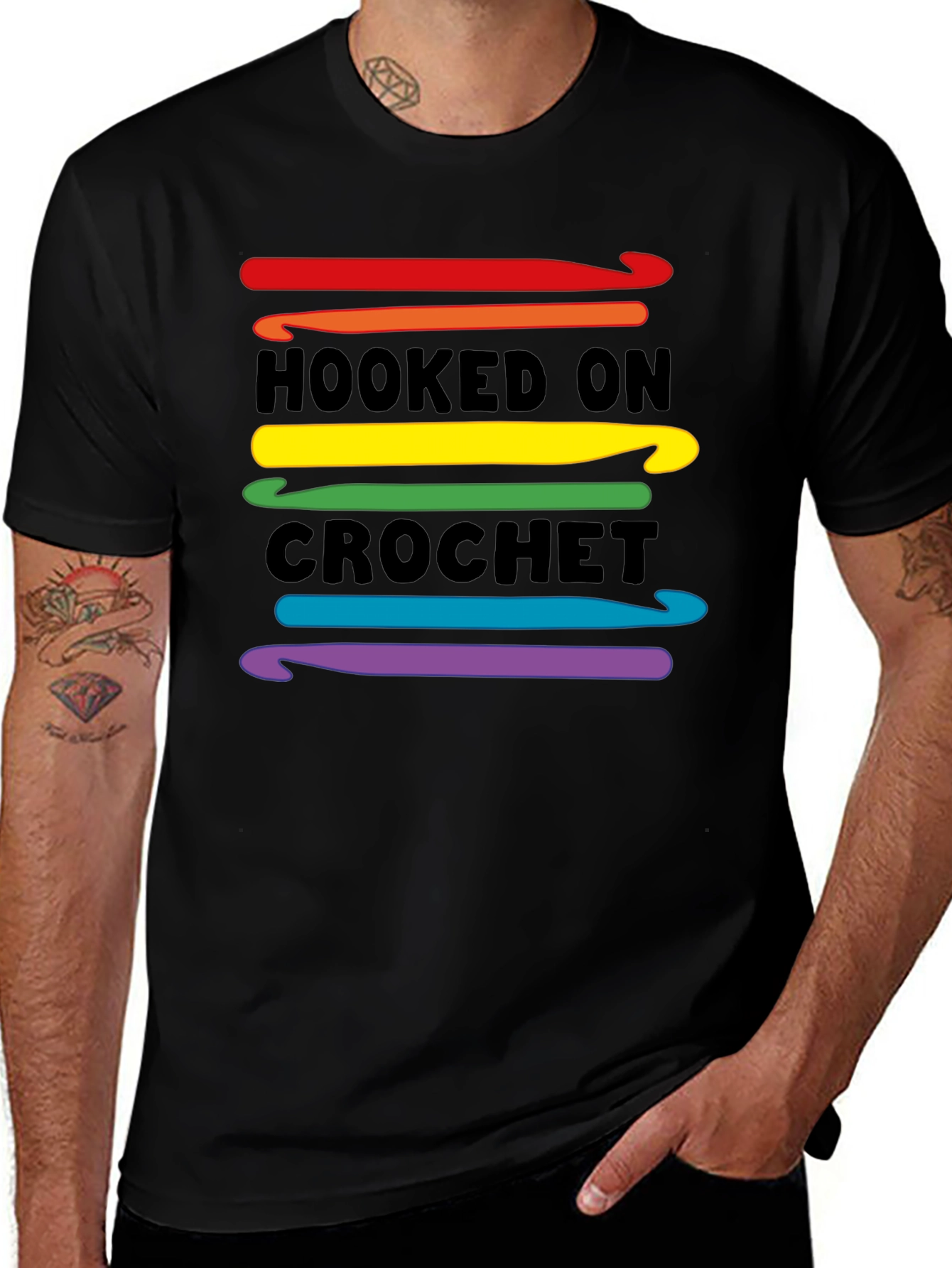 Variant 5 of Hooked on Crochet T-Shirt - Rainbow Crochet Hooks
