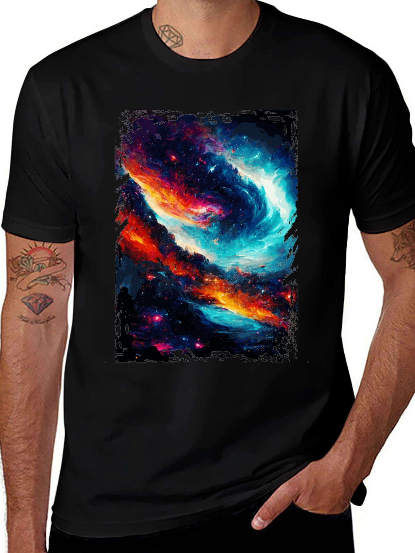 Variant 24 of Cosmic Galaxy Graphic Tee - Black Cotton Blend