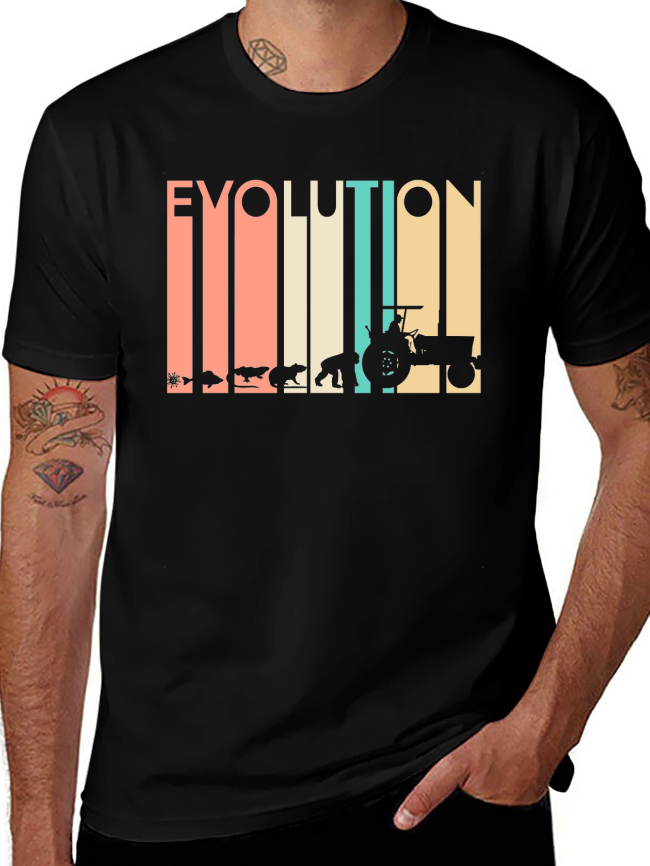Evolution of Farmer Black Graphic T-Shirt