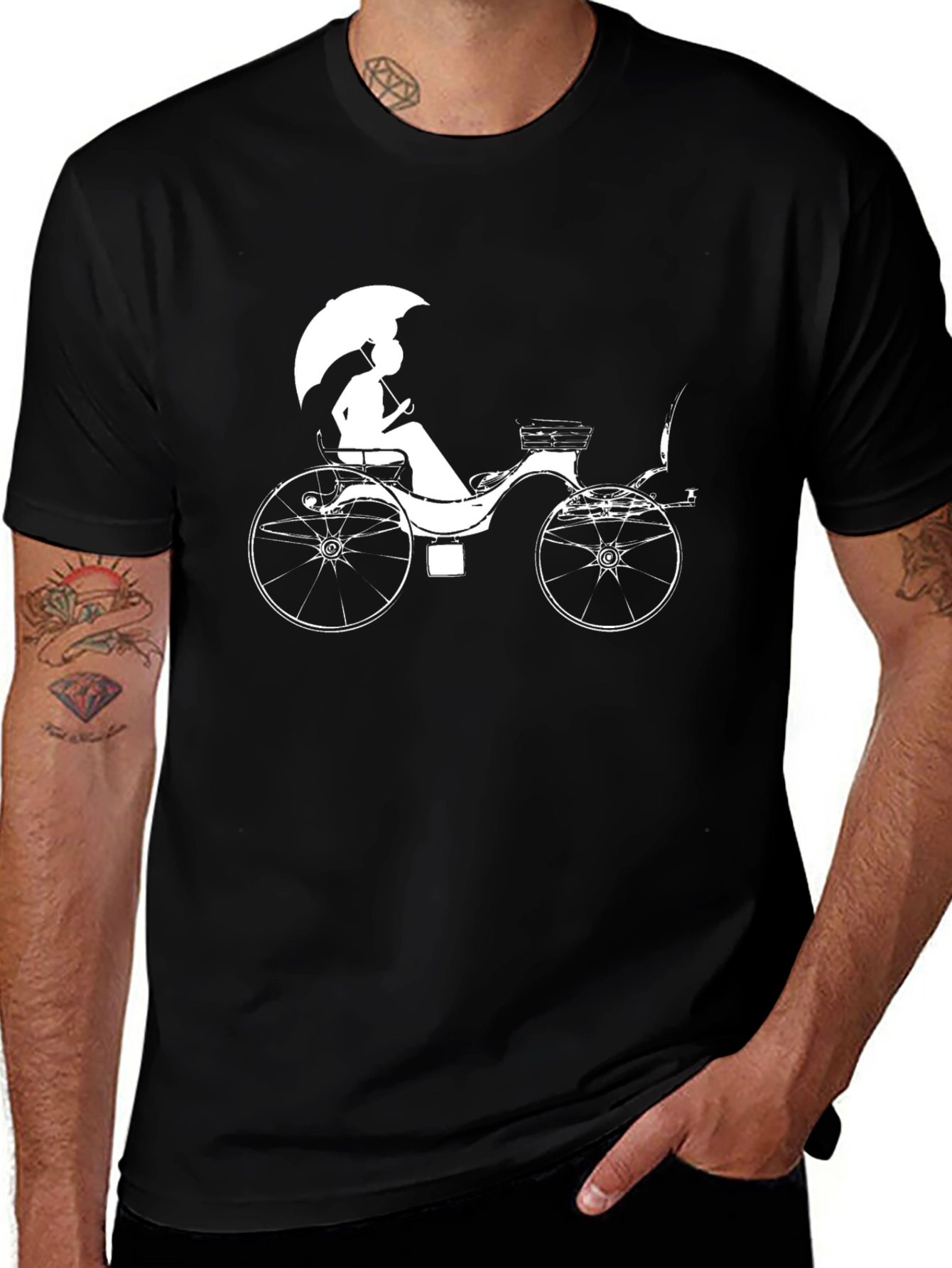 Variant 27 of Vintage Carriage Graphic Tee - Black Cotton Shirt