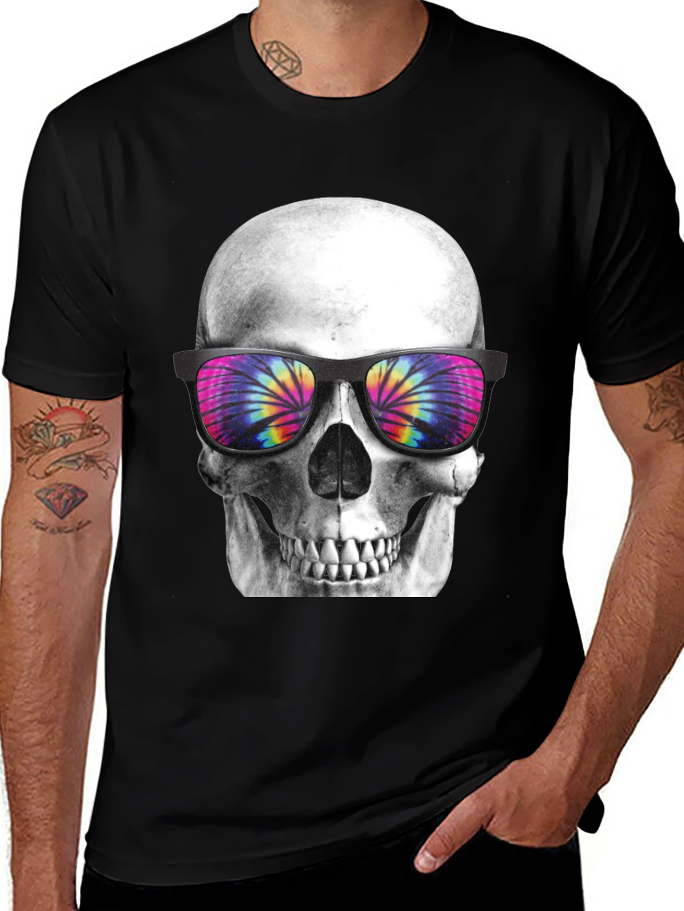 Variant 23 of Skull with Tie Dye Sunglasses Graphic Tee