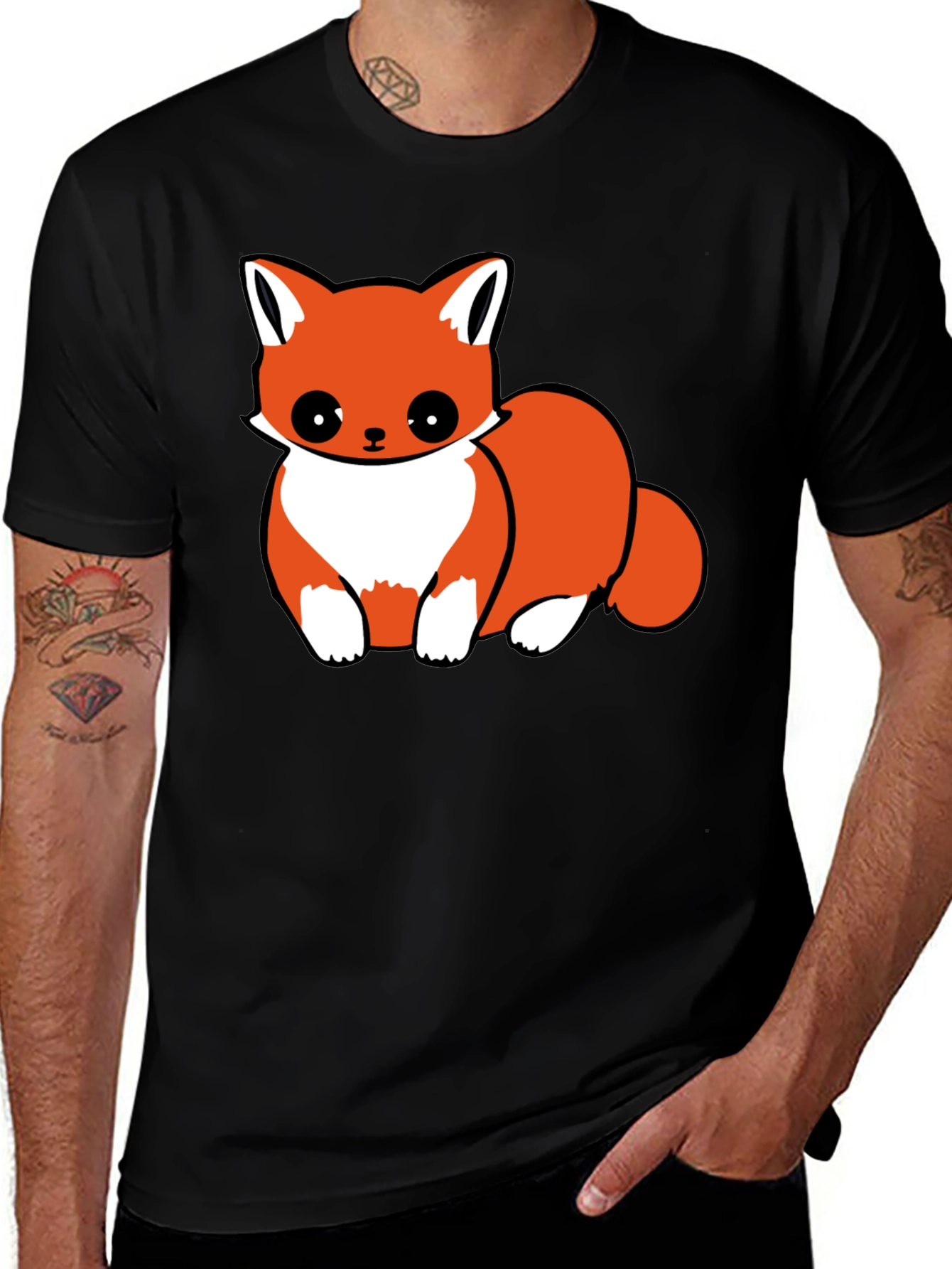 Variant 9 of Cute Fox Graphic T-Shirt - Black Unisex Tee