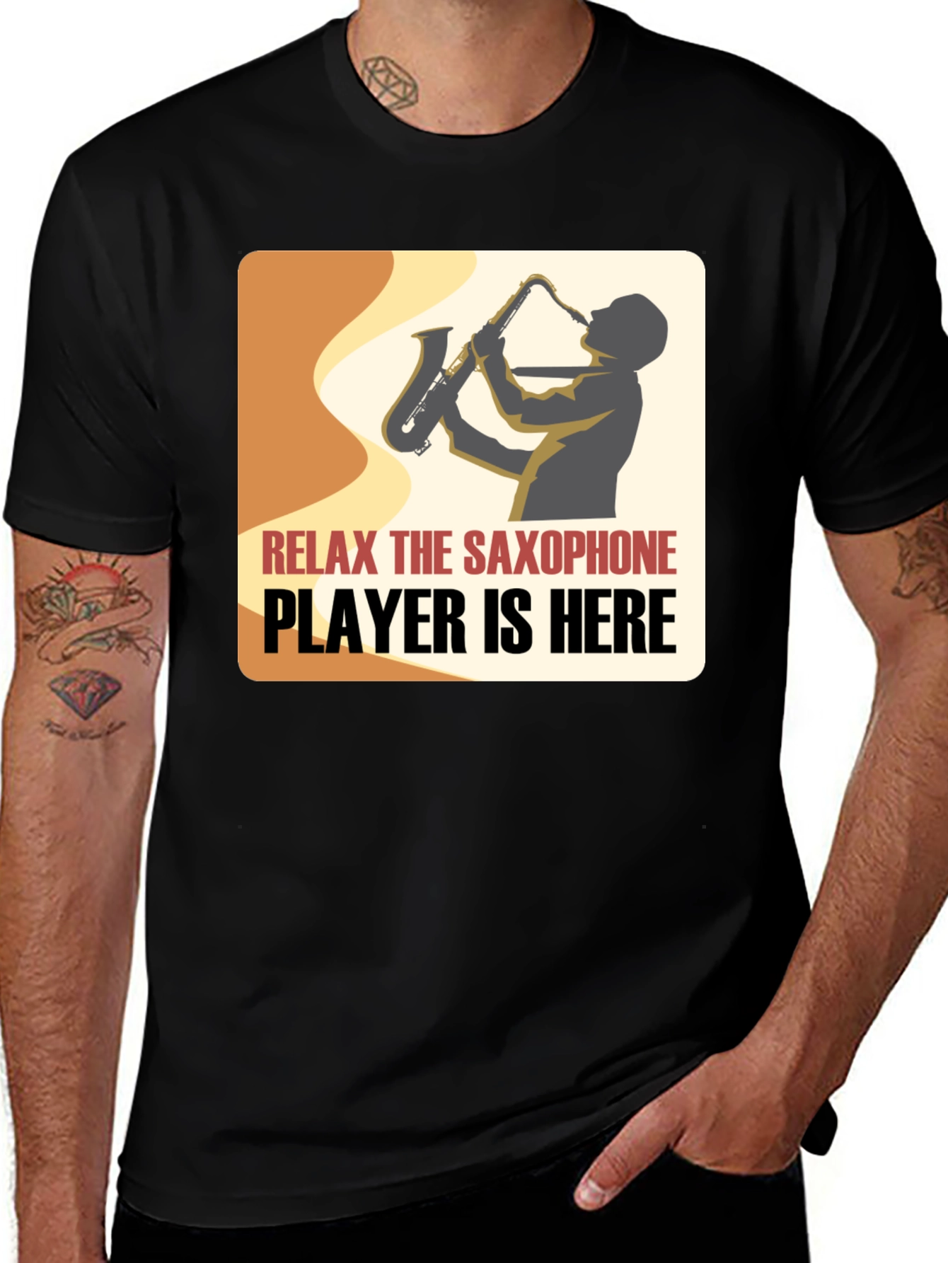 Variant 5 of Saxophone Player Graphic Tee - Relax, I'm Here!