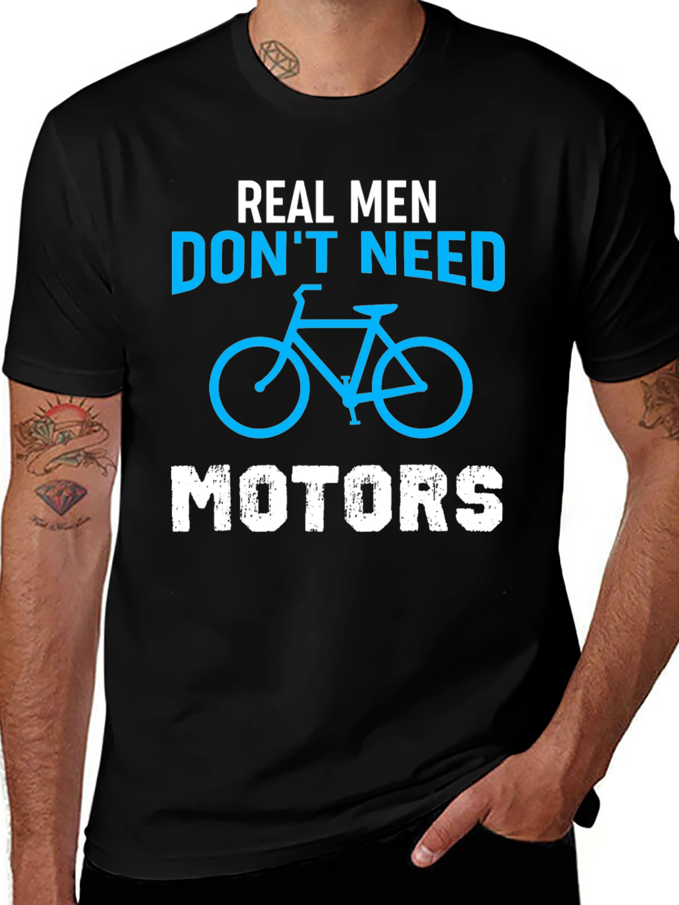 Variant 19 of Real Men Don't Need Motors T-Shirt - Cycling Design