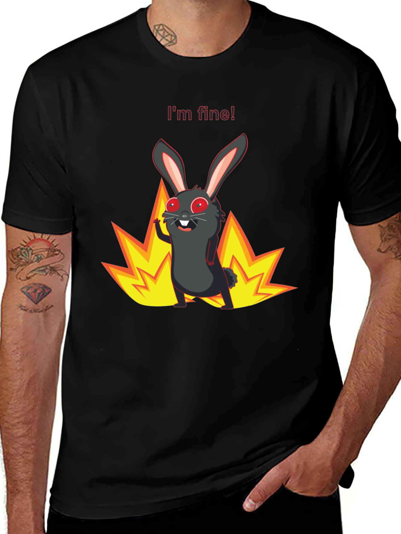 Variant 23 of I'm Fine Funny Graphic Tee - Men's Black T-Shirt
