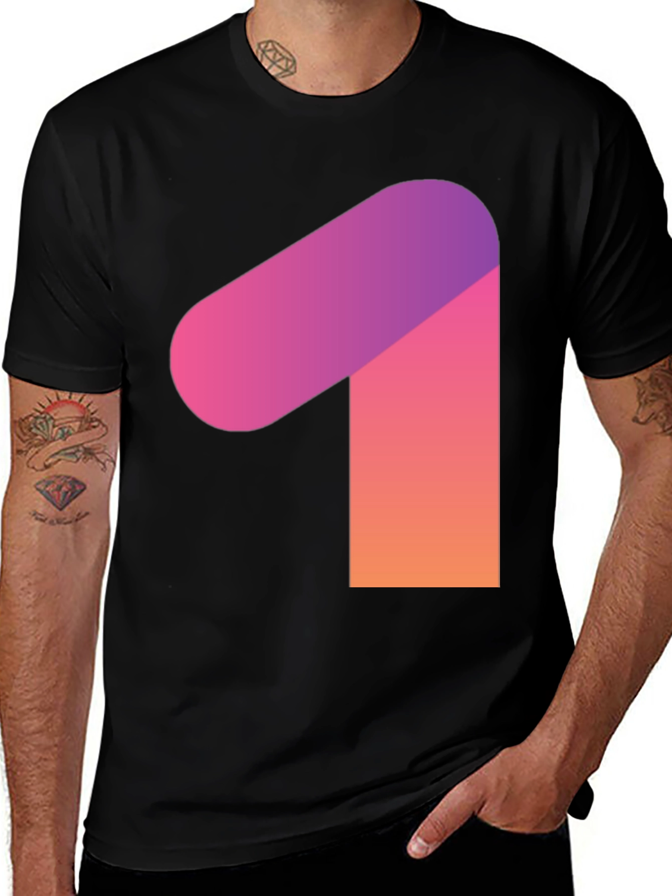 Variant 23 of Gradient Number One Black T-Shirt