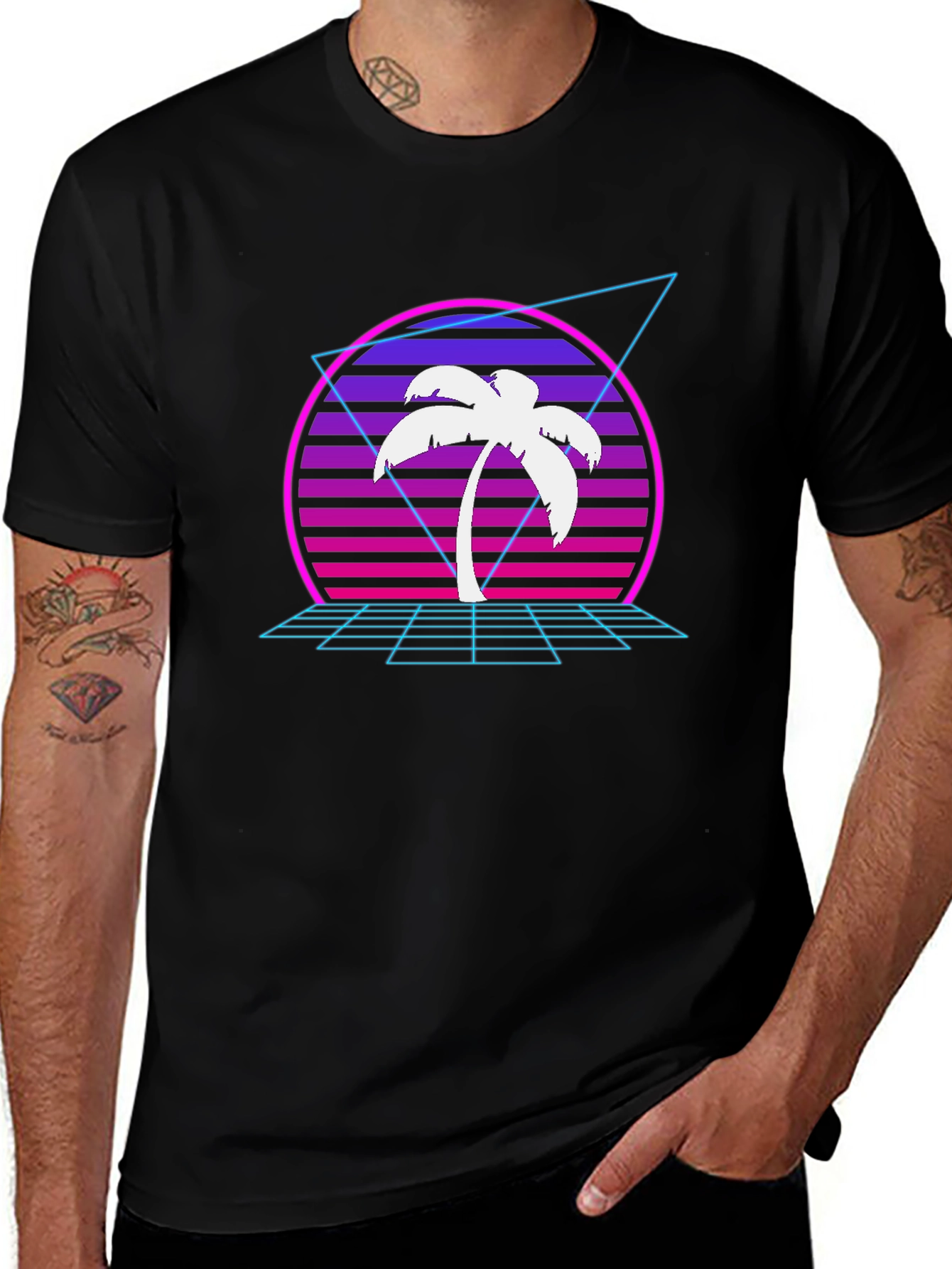 Variant 18 of Retro Palm Tree T-Shirt - Synthwave Design