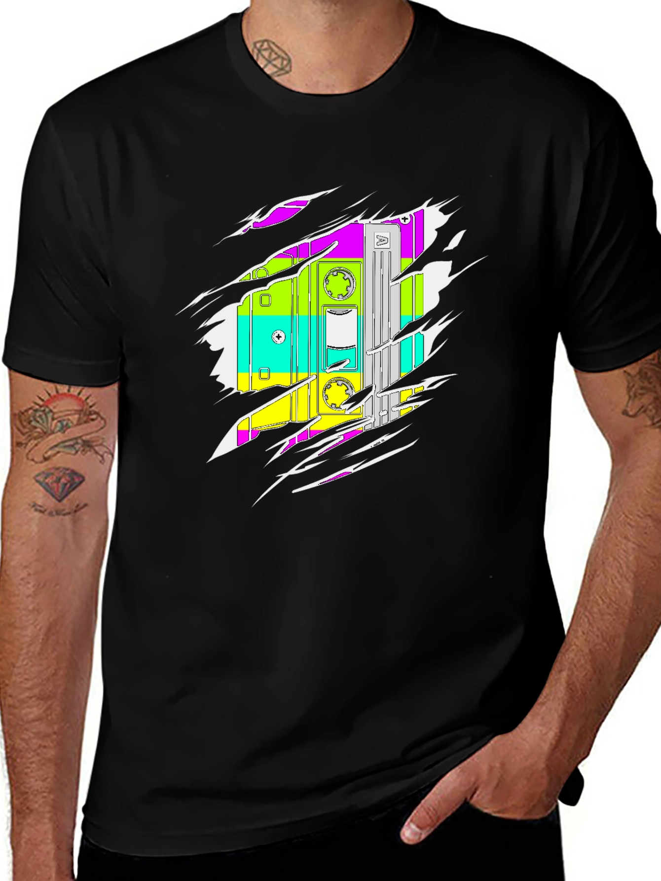 Variant 8 of Retro Cassette Tape Graphic Tee - Black