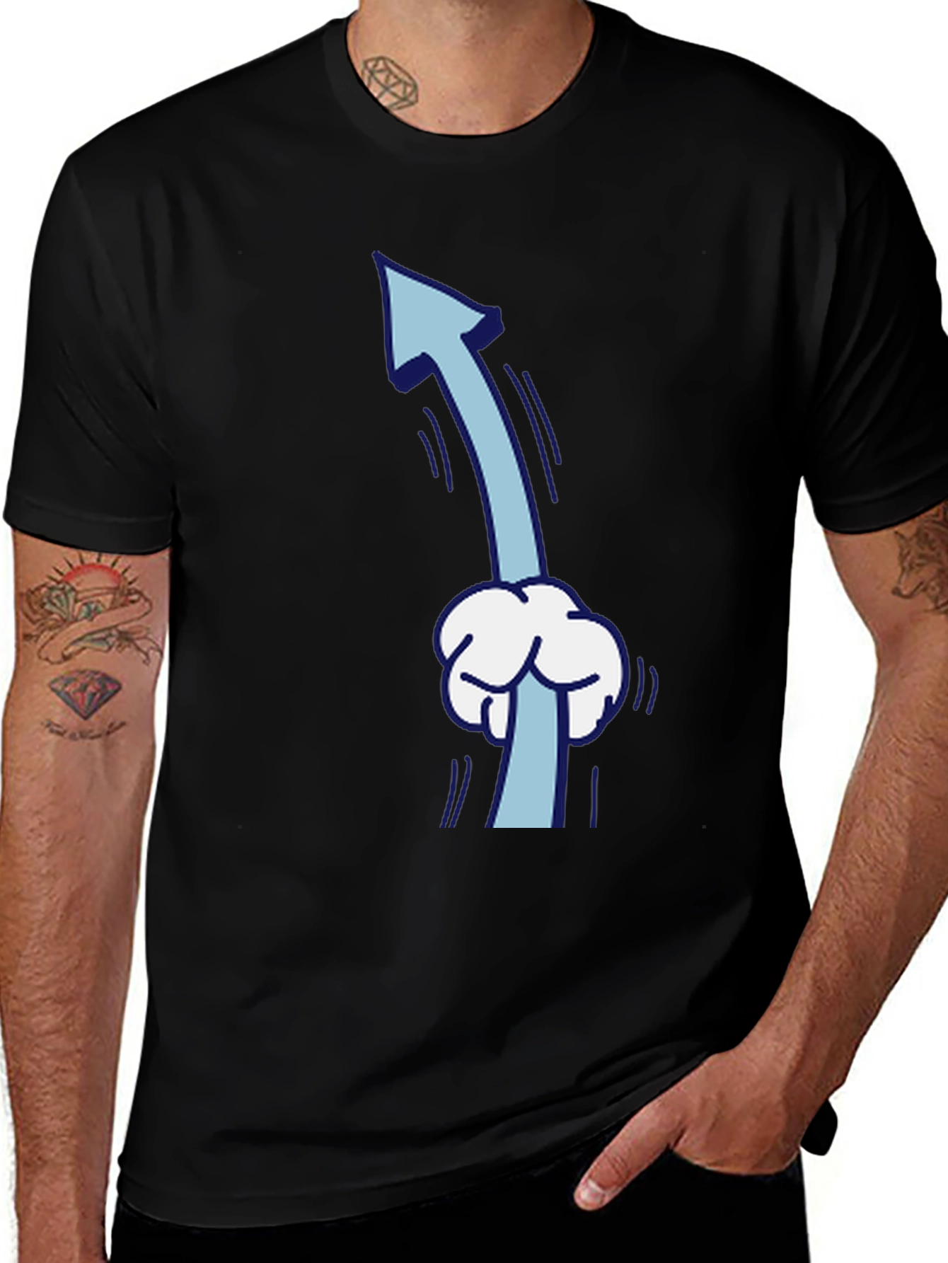 Variant 21 of Funny Upward Pointing Arrow Cartoon T-Shirt