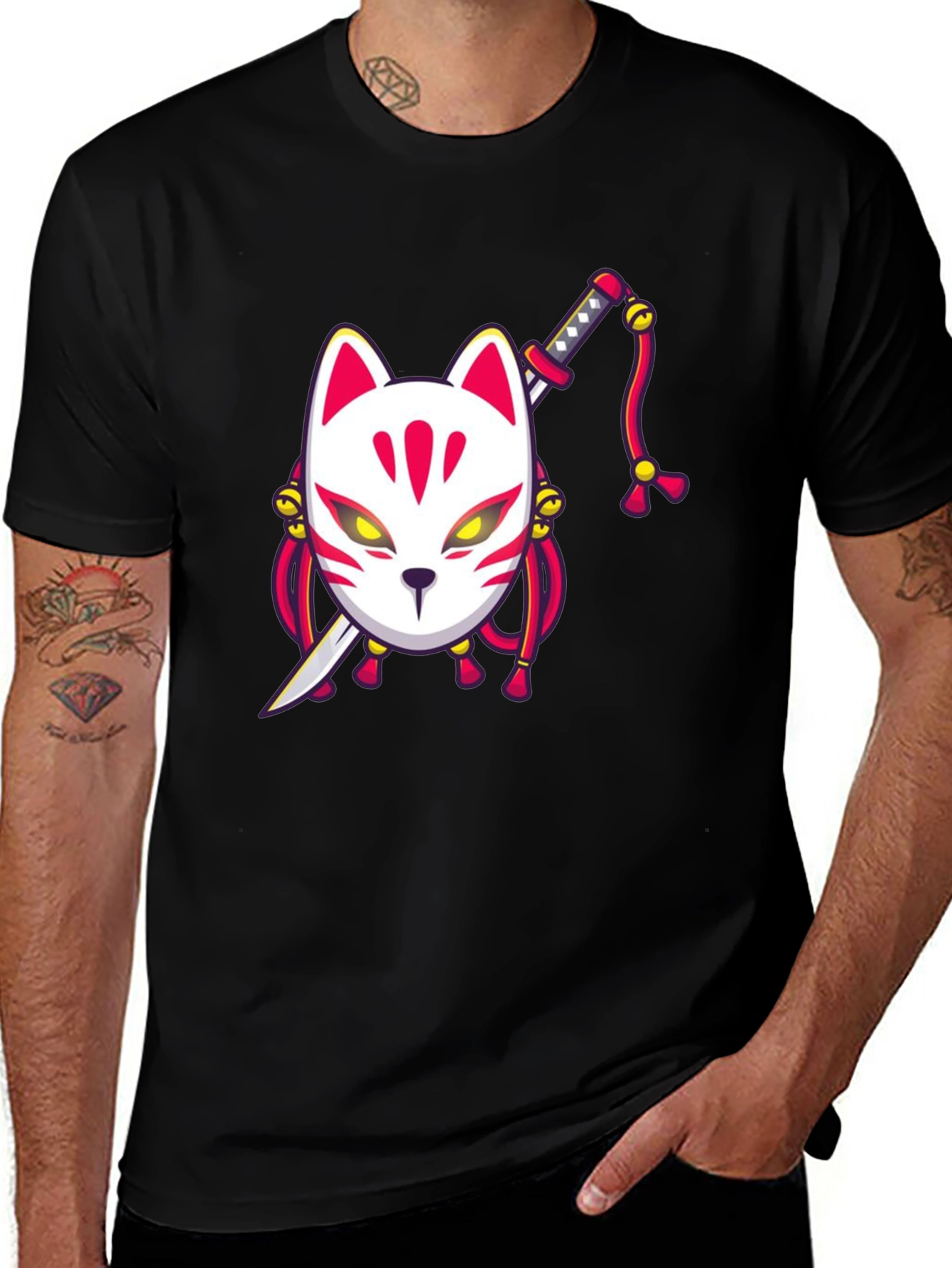Variant 21 of Fox Mask Katana Graphic Tee - Unique Style