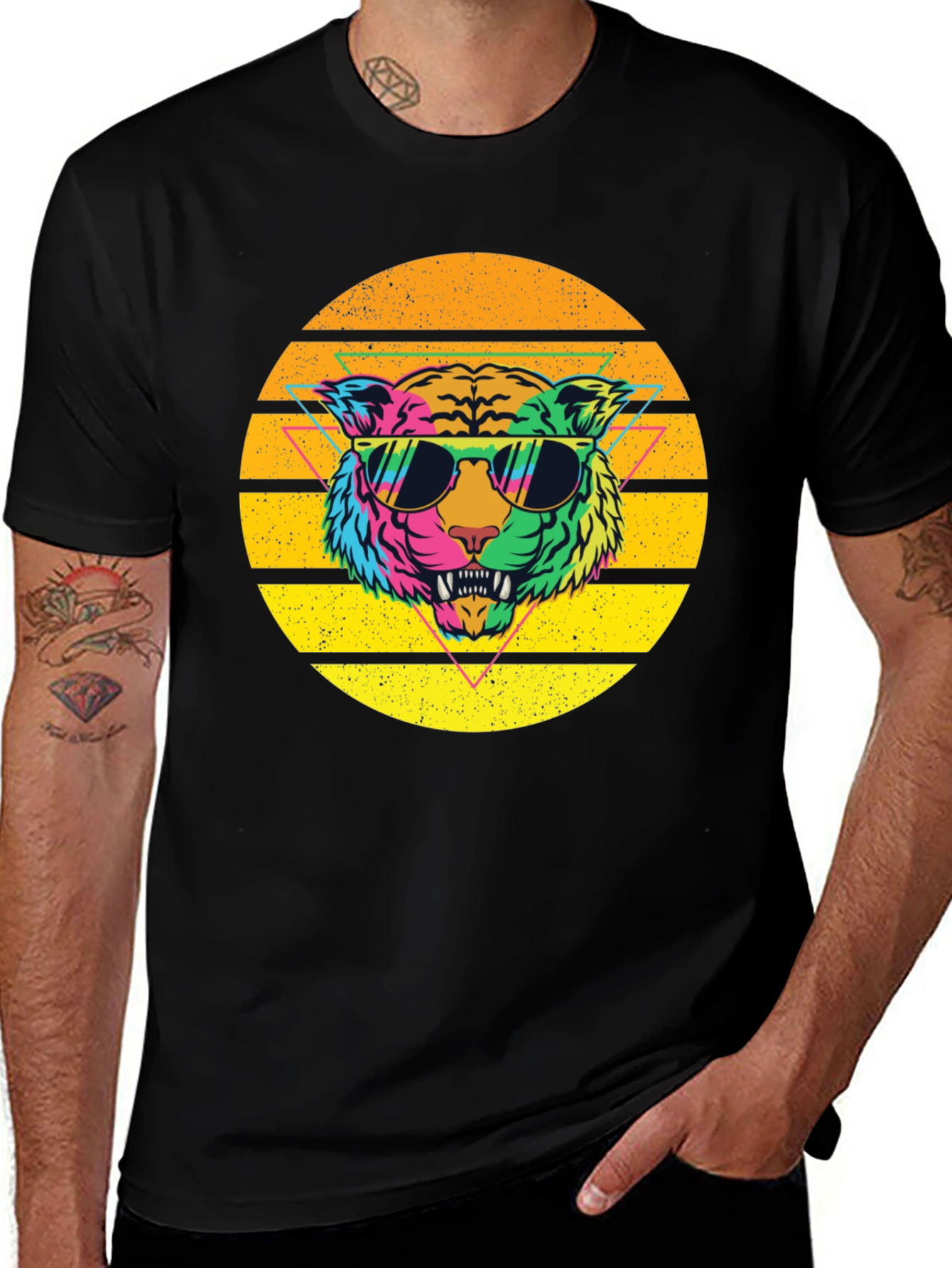 Variant 12 of Retro Tiger Graphic Tee - Cool Cat Vibes!