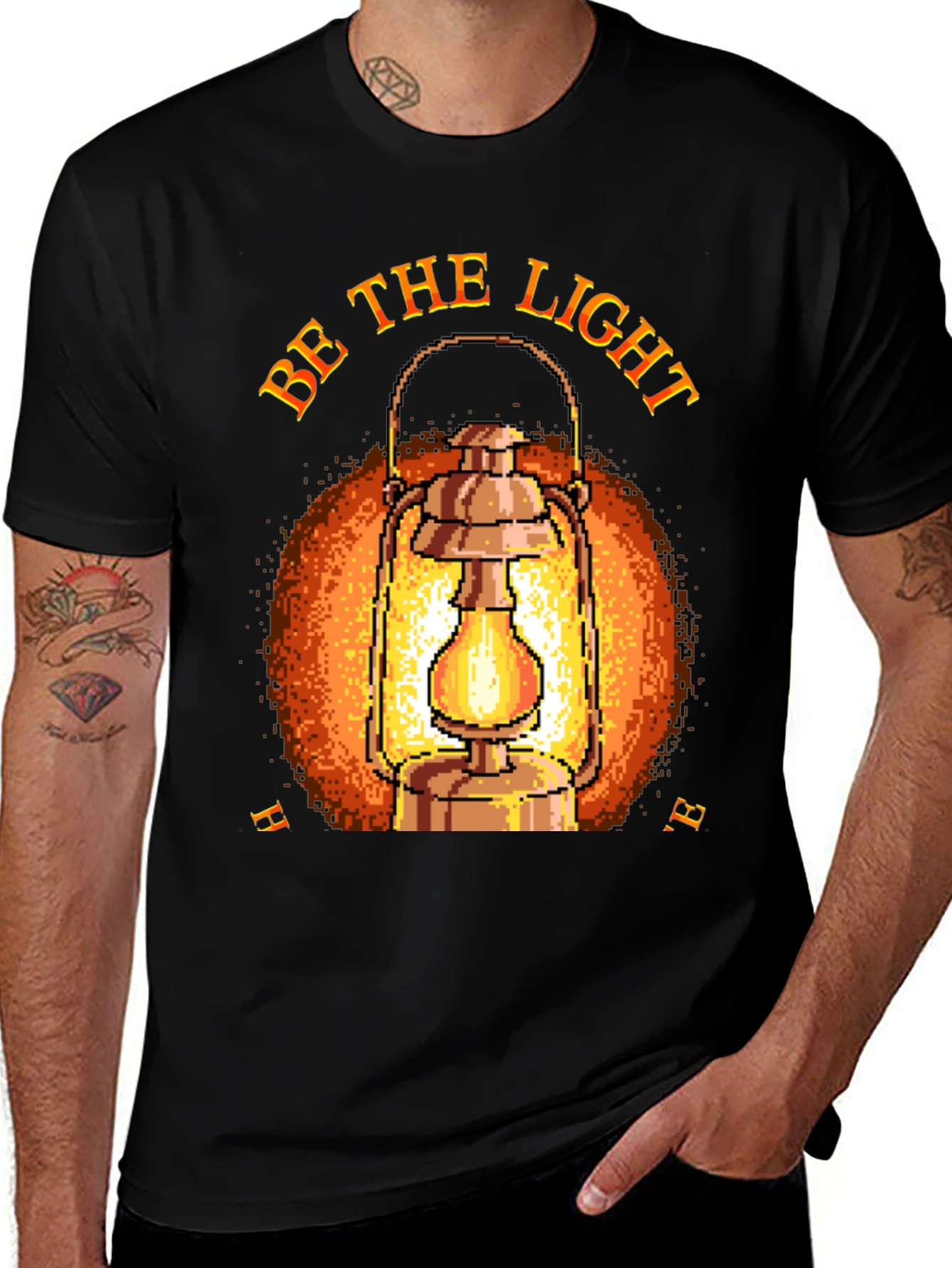 Variant 2 of Be the Light T-Shirt - Pixel Art Lantern
