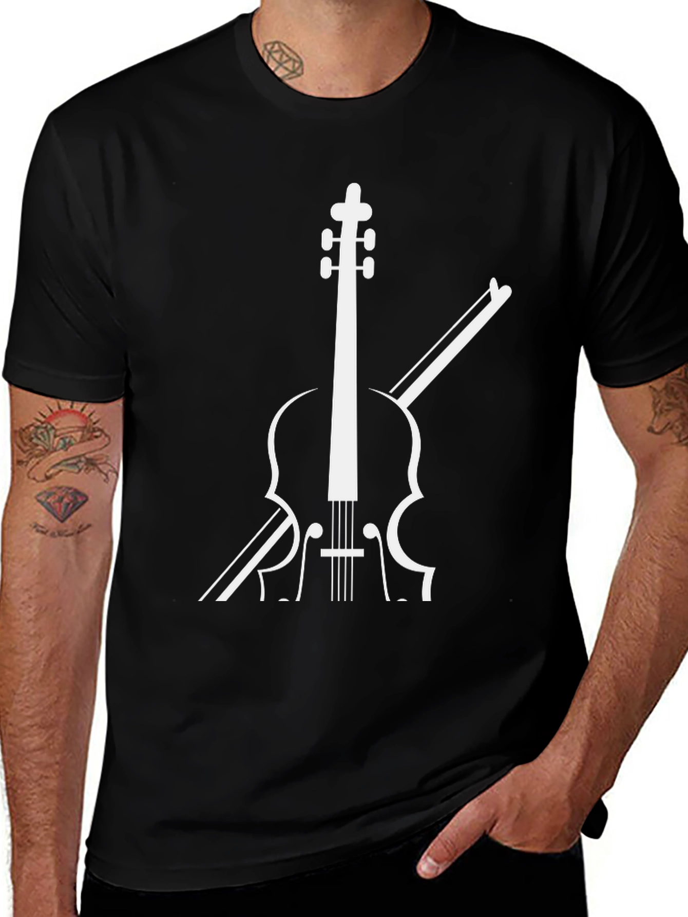 Variant 2 of Musical Cello Graphic Tee - Black