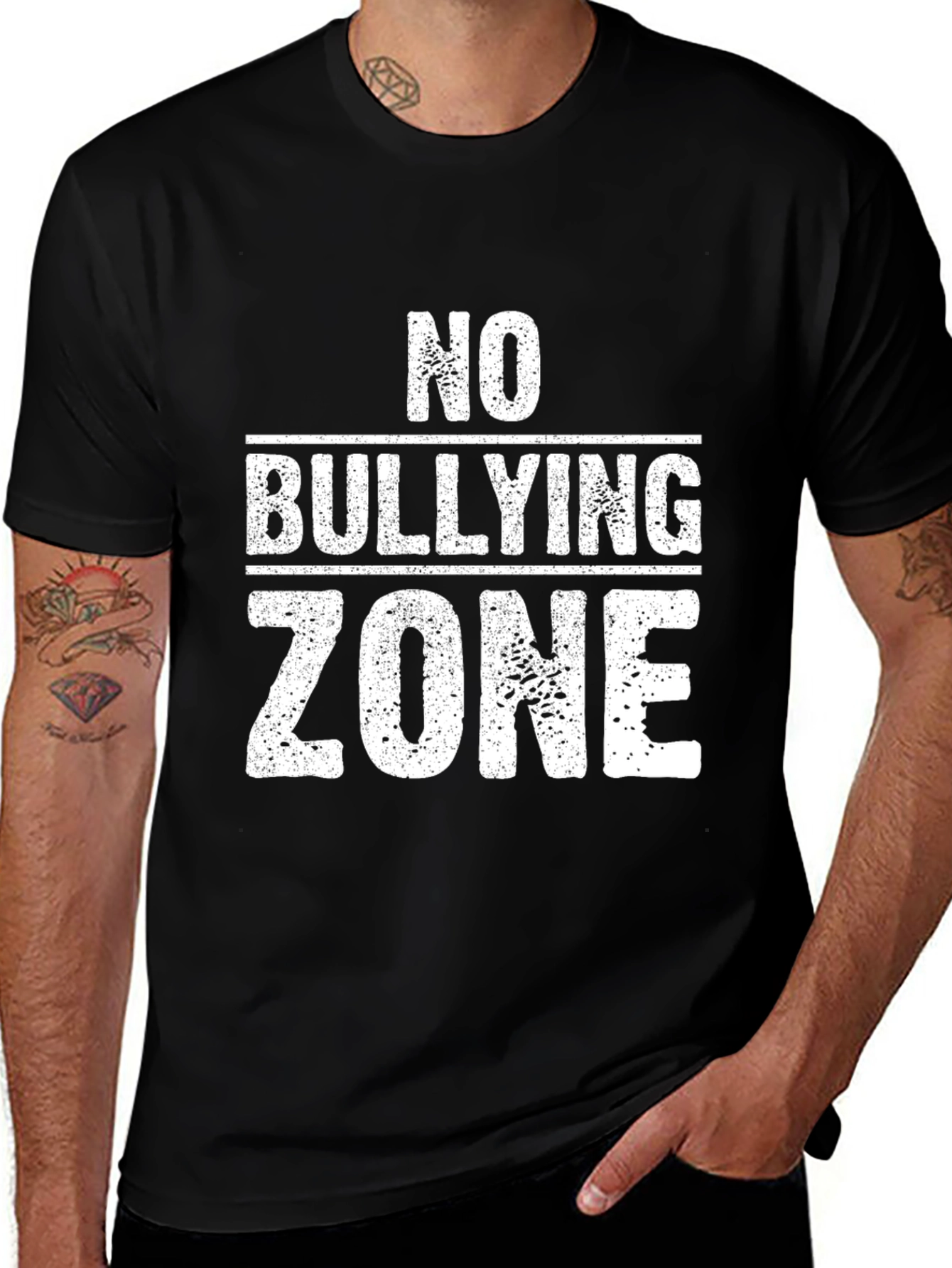 Black No Bullying Zone Graphic Tee main image