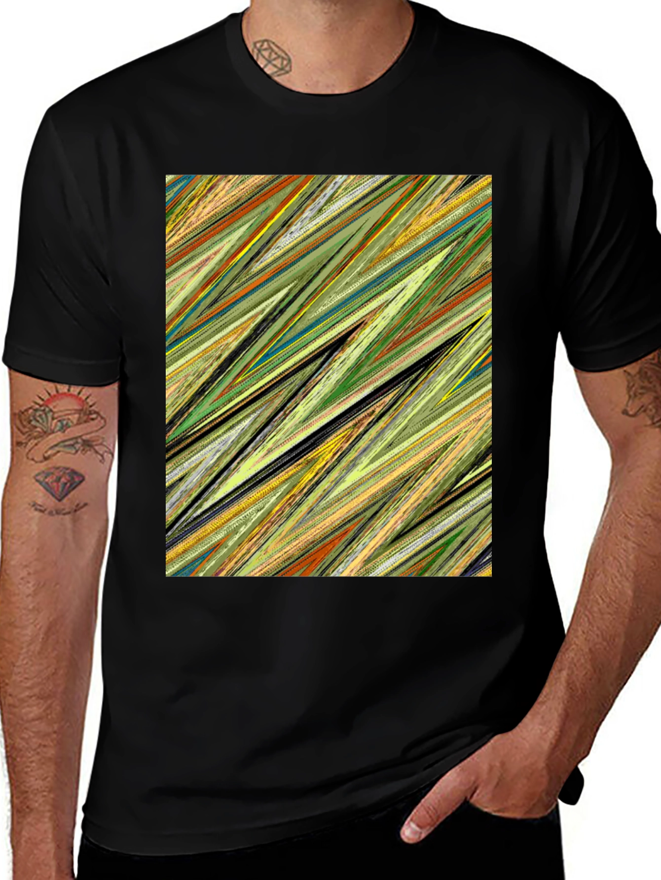 Variant 15 of Abstract Zigzag Pattern Tee - Modern Art T-Shirt