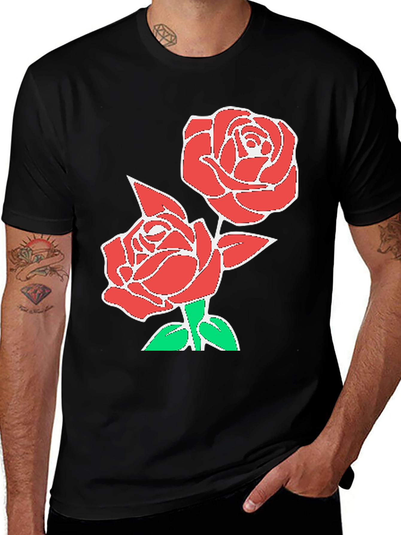 Variant 26 of Black Rose Graphic T-Shirt - Stylish Floral Design