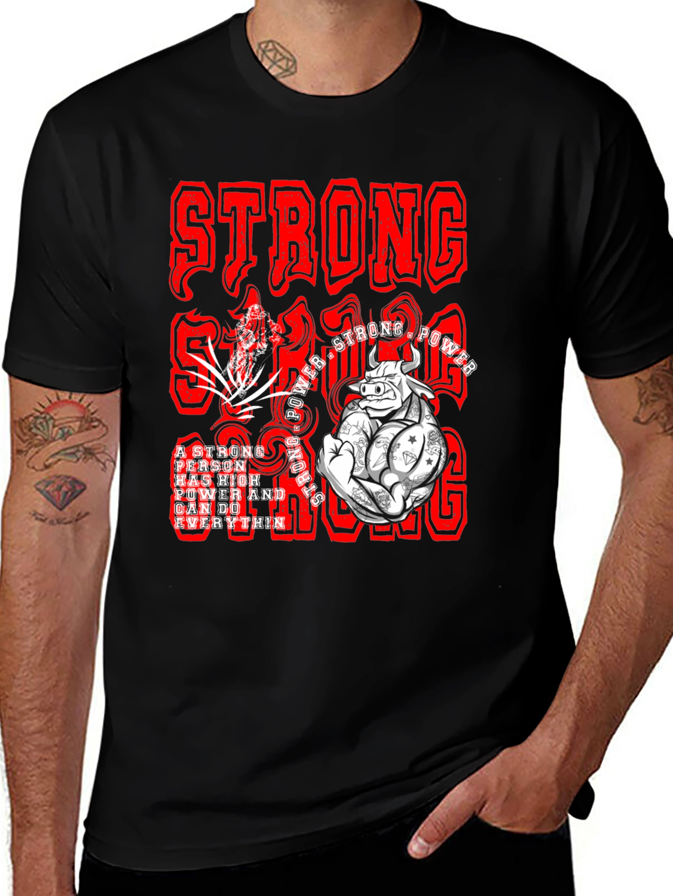 Variant 7 of Strong Graphic Print Men's T-Shirt