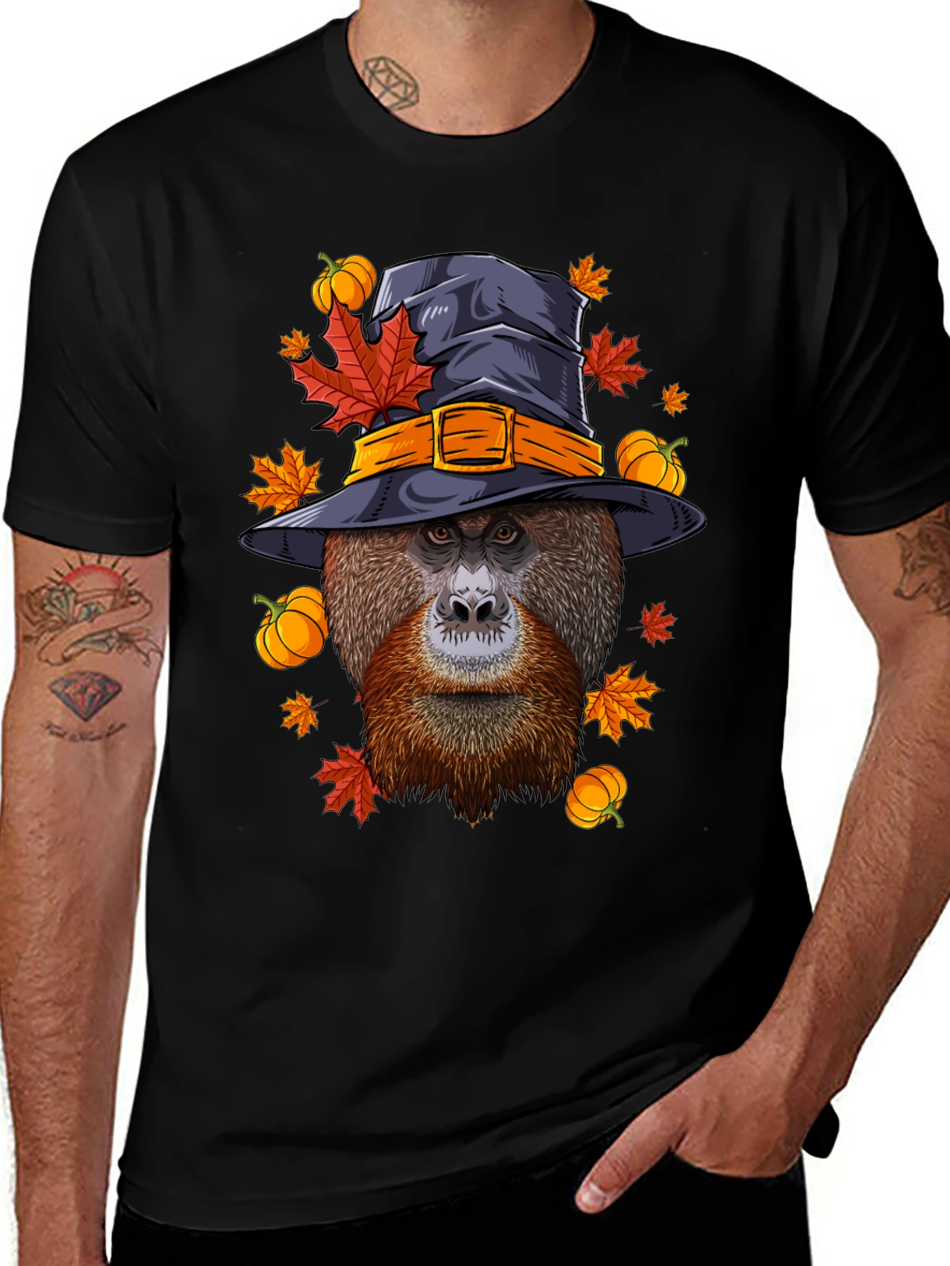 Orangutan Witch Hat Halloween Graphic Tee
