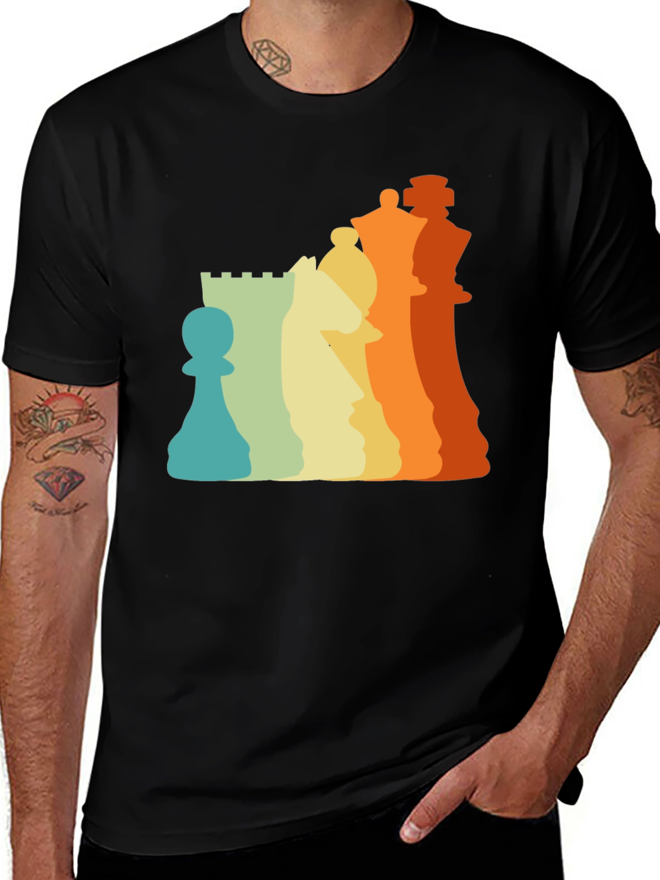 Variant 26 of Retro Chess Piece Graphic Tee - Stylish Casual Wear