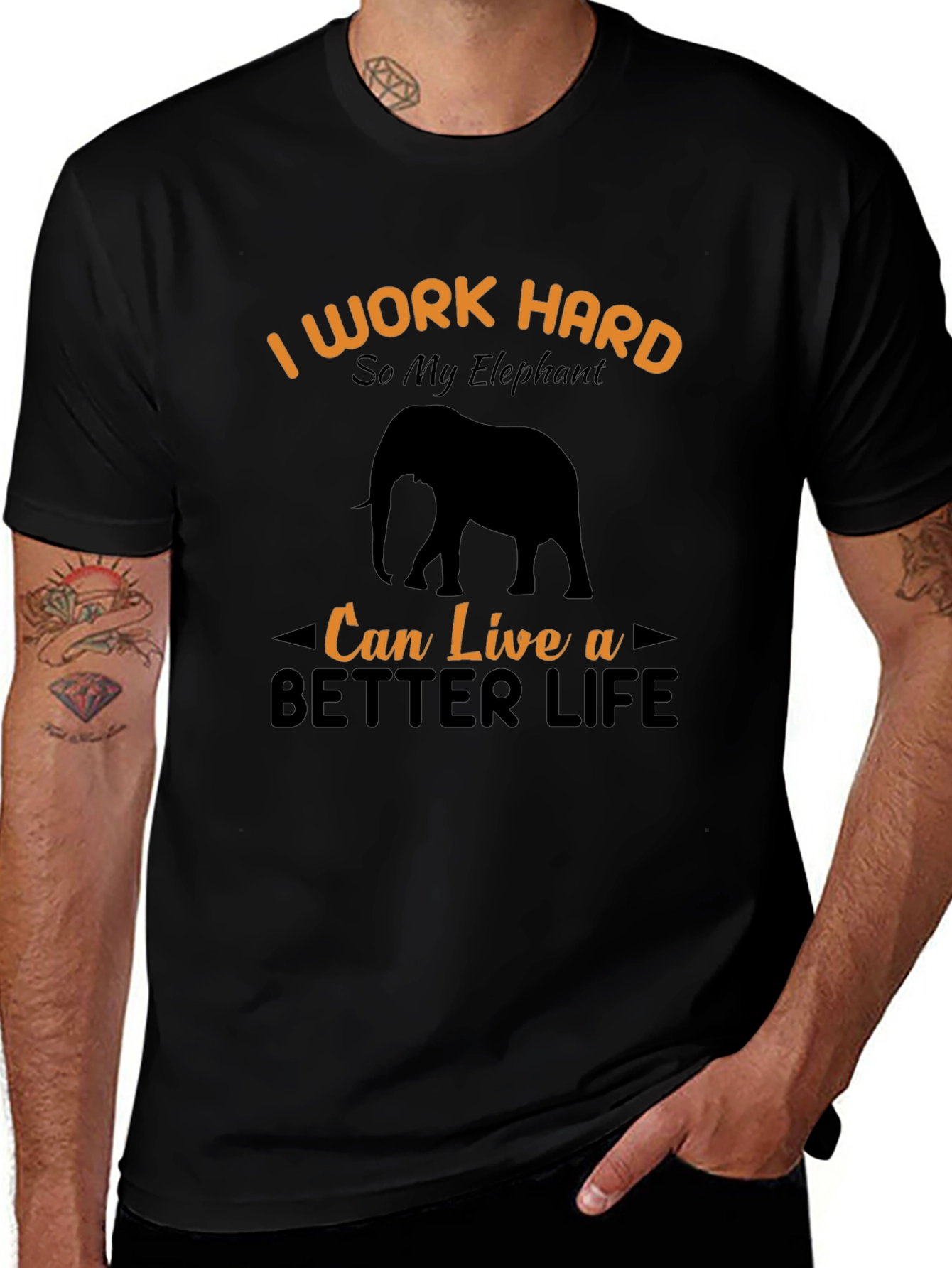 Variant 9 of I Work Hard For My Elephant T-Shirt