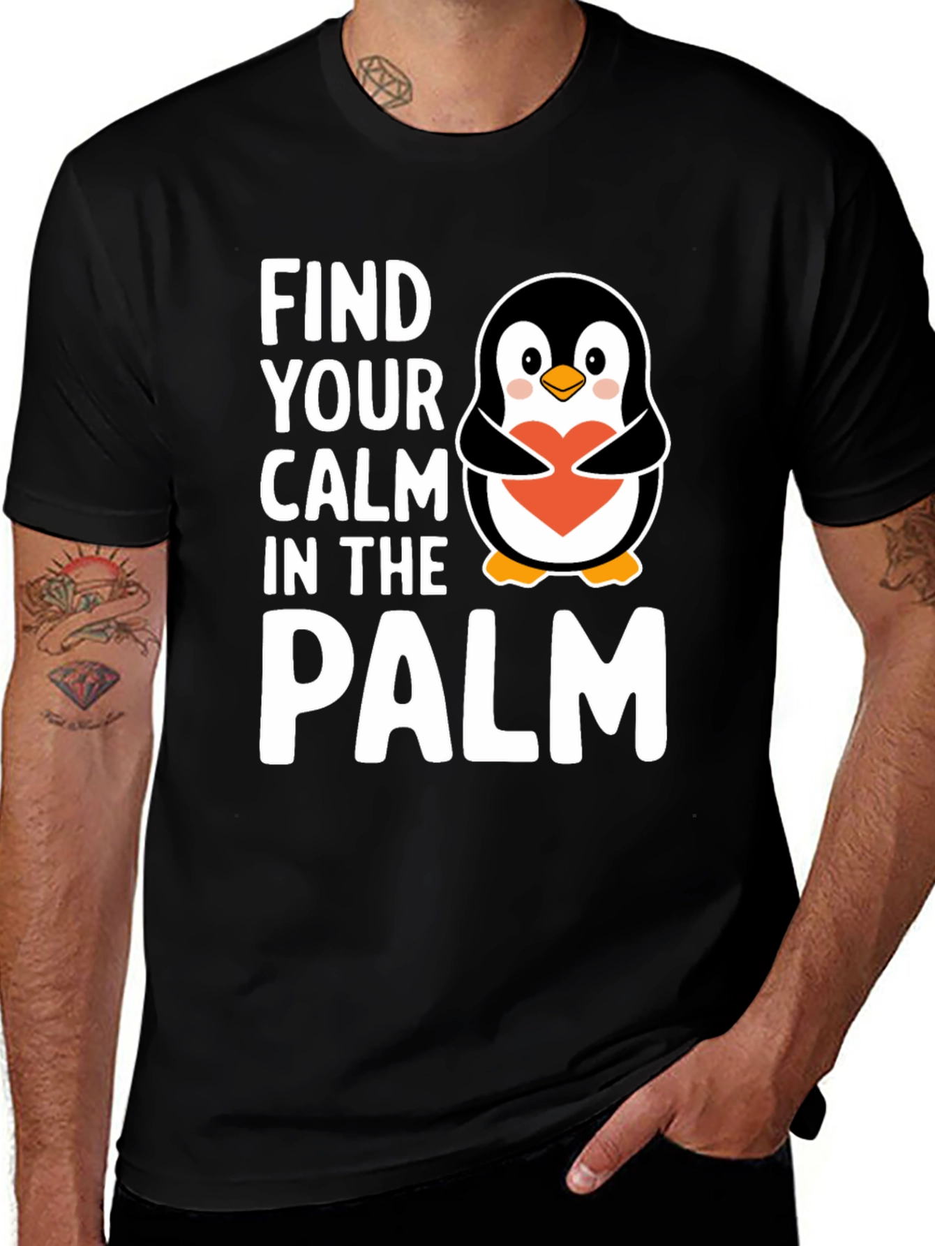Variant 10 of Find Your Calm Penguin T-Shirt - Unisex Cotton Tee