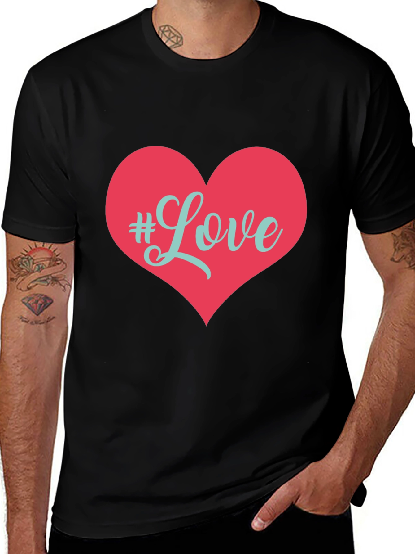 Variant 17 of Love Heart Graphic T-Shirt - Black
