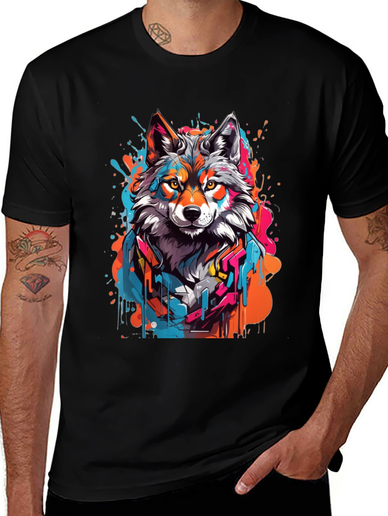Variant 18 of Colorful Wolf Graphic T-Shirt - Stylish Streetwear